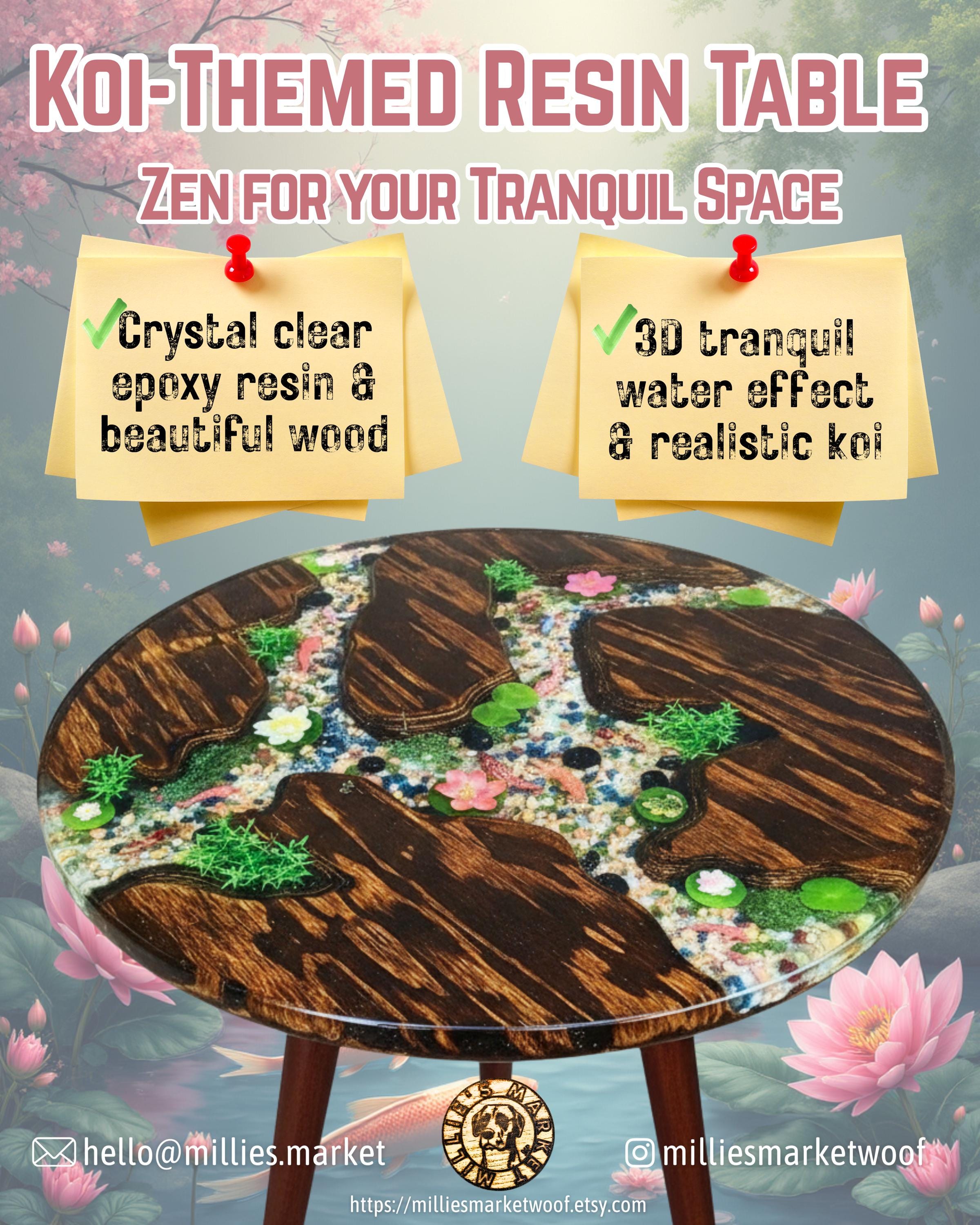 Koi Pond-themed Resin Table