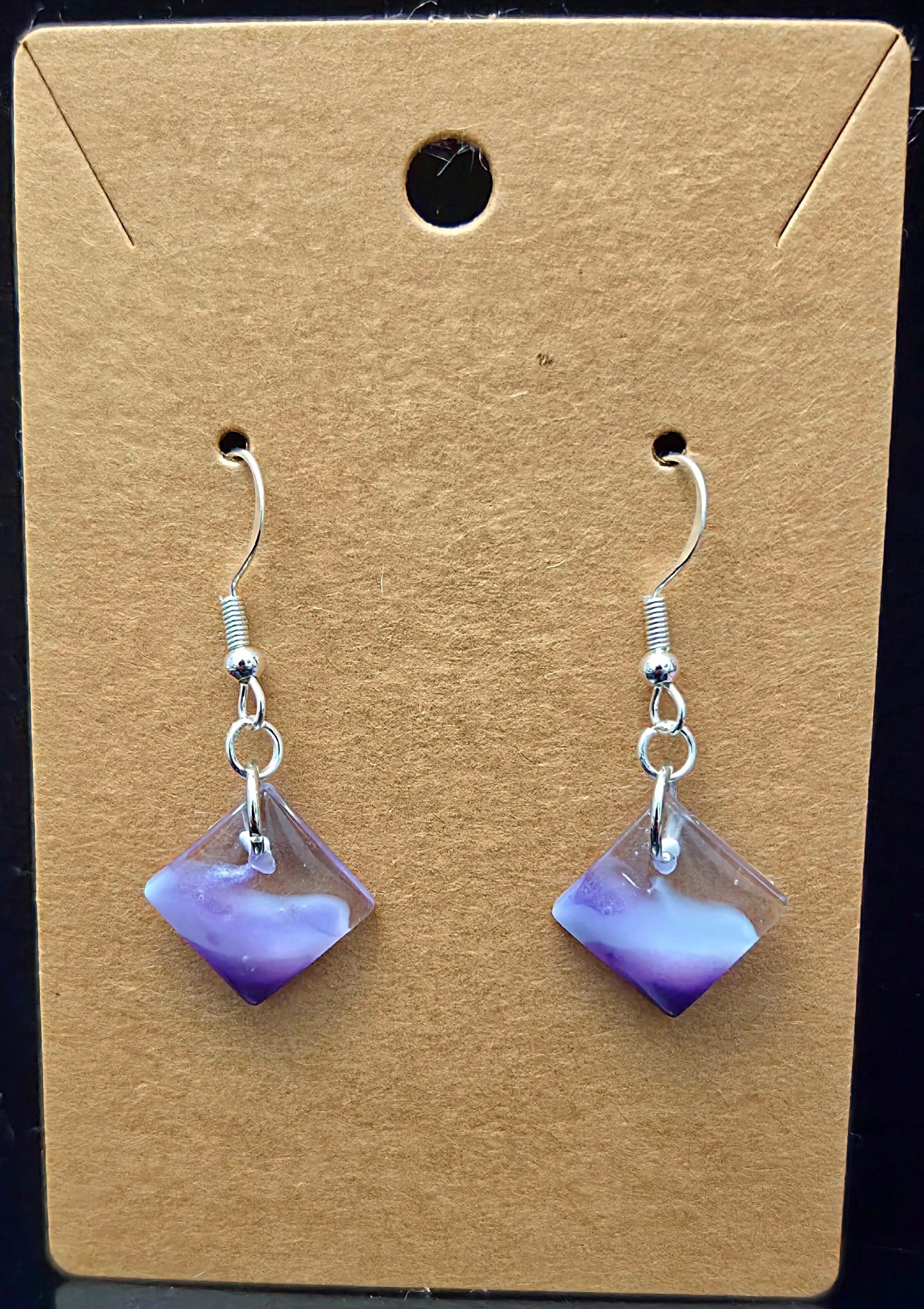 LILAC & LAVENDER Handmade Diamond-Shaped Resin Earrings