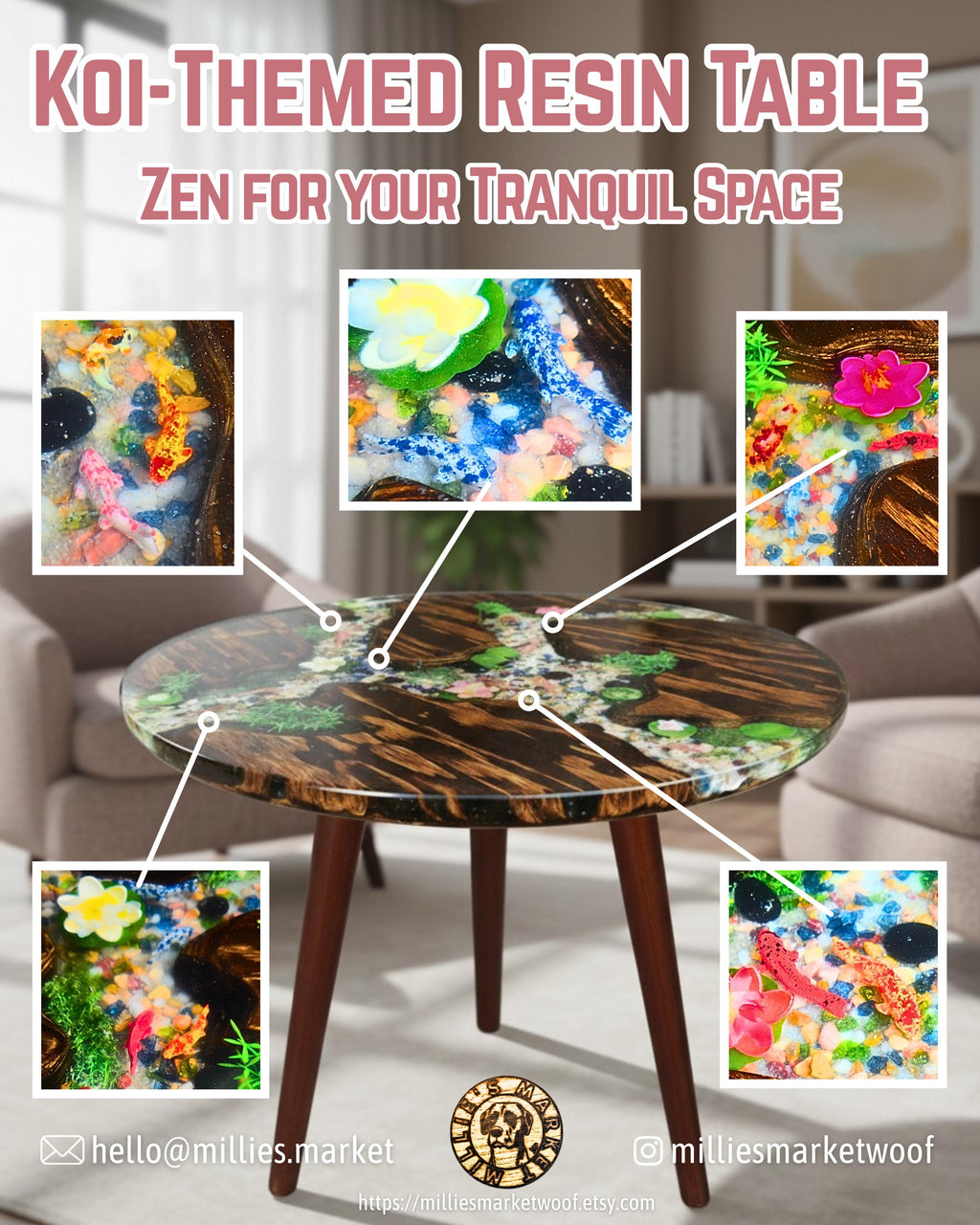 Koi Pond-themed Resin Table