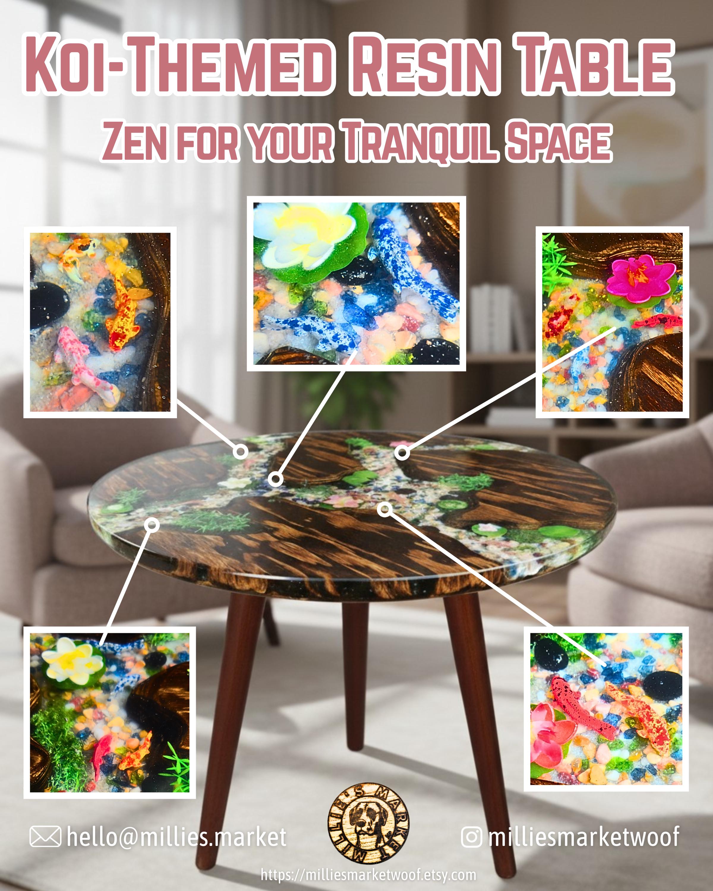 Koi Pond-themed Resin Table