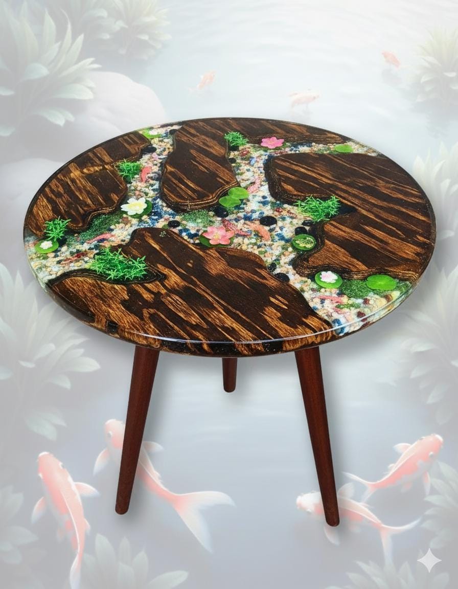 Koi Pond-themed Resin Table
