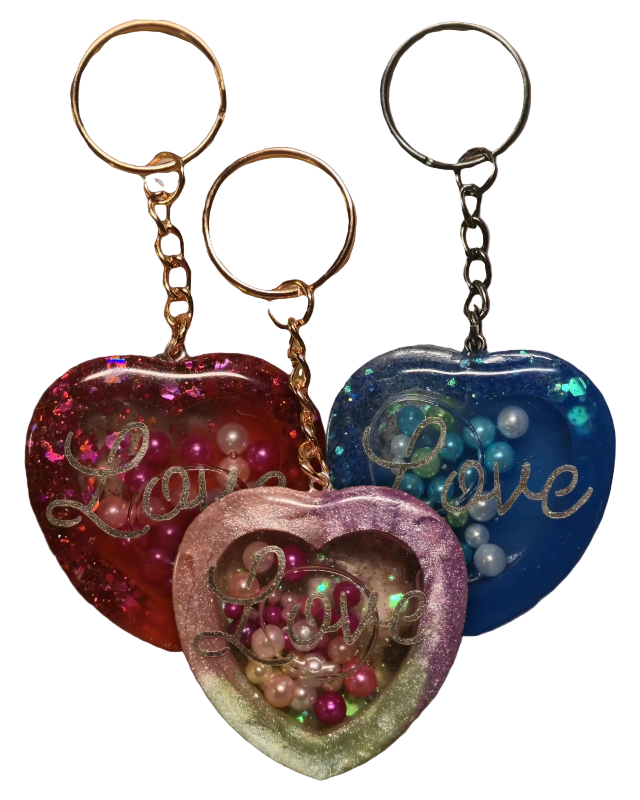 Resin Heart Shaker Keychain