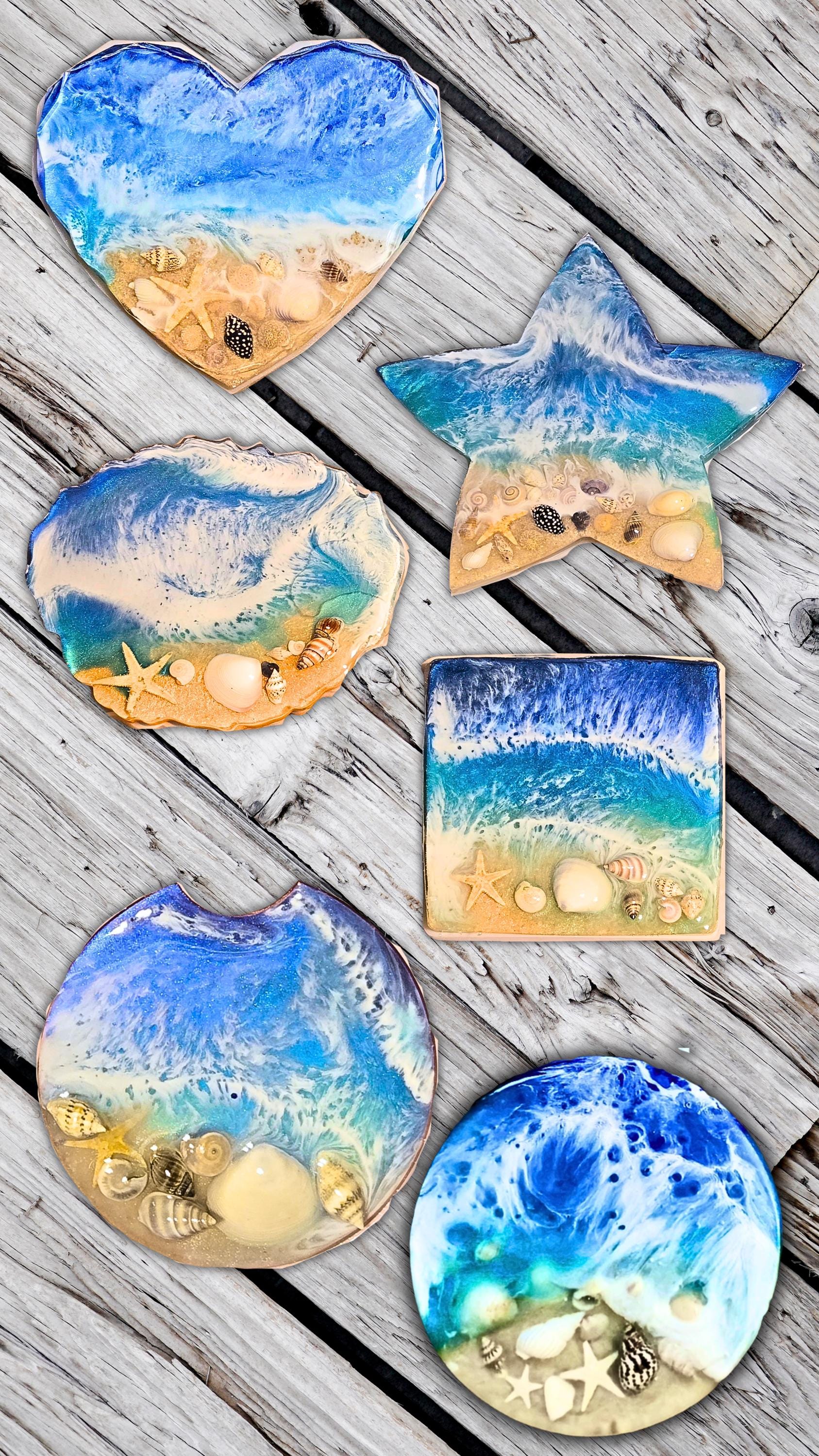 Personalizable Resin Beach Coasters