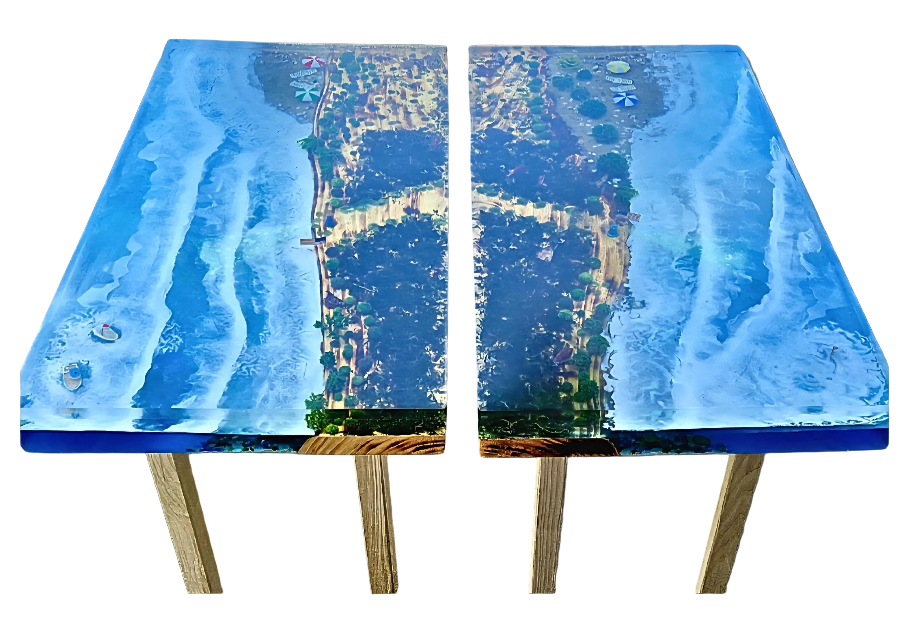 Custom Ocean-Themed Underwater Diorama Resin River Table