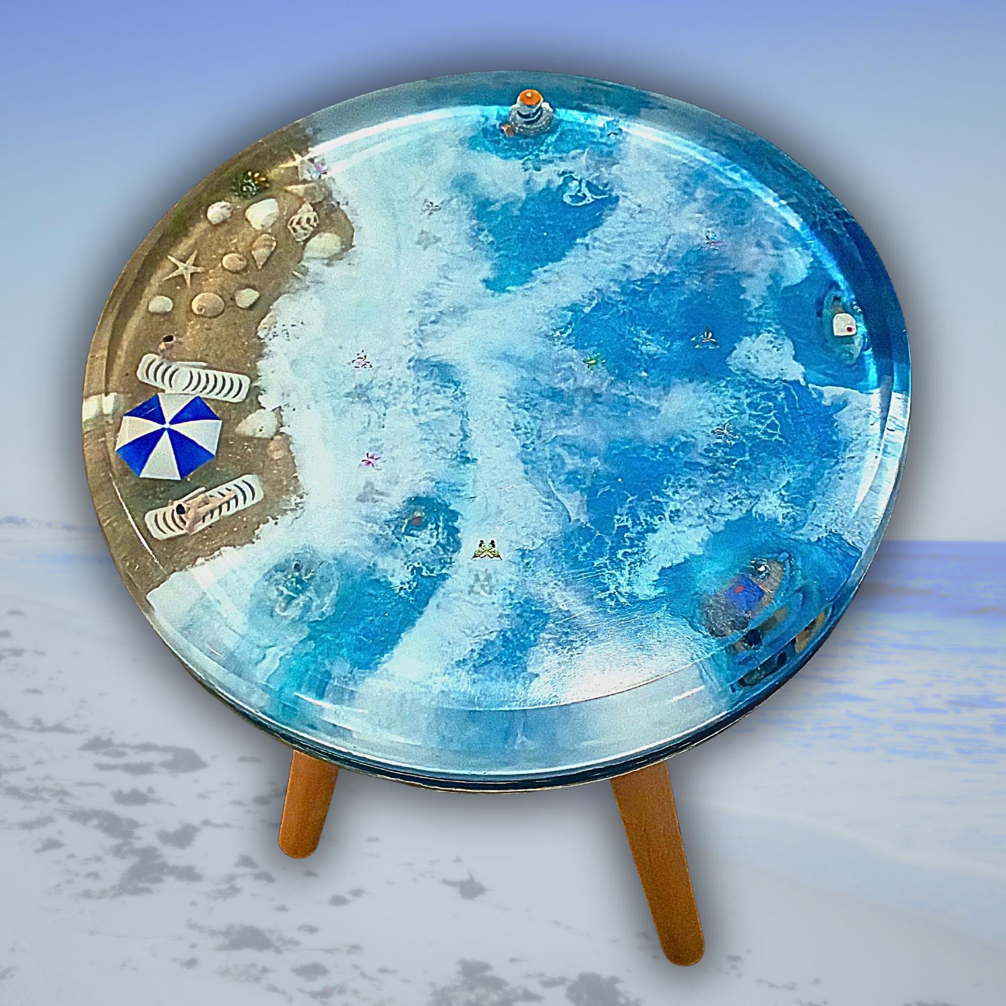 Beach-themed Resin End Table or Nightstand