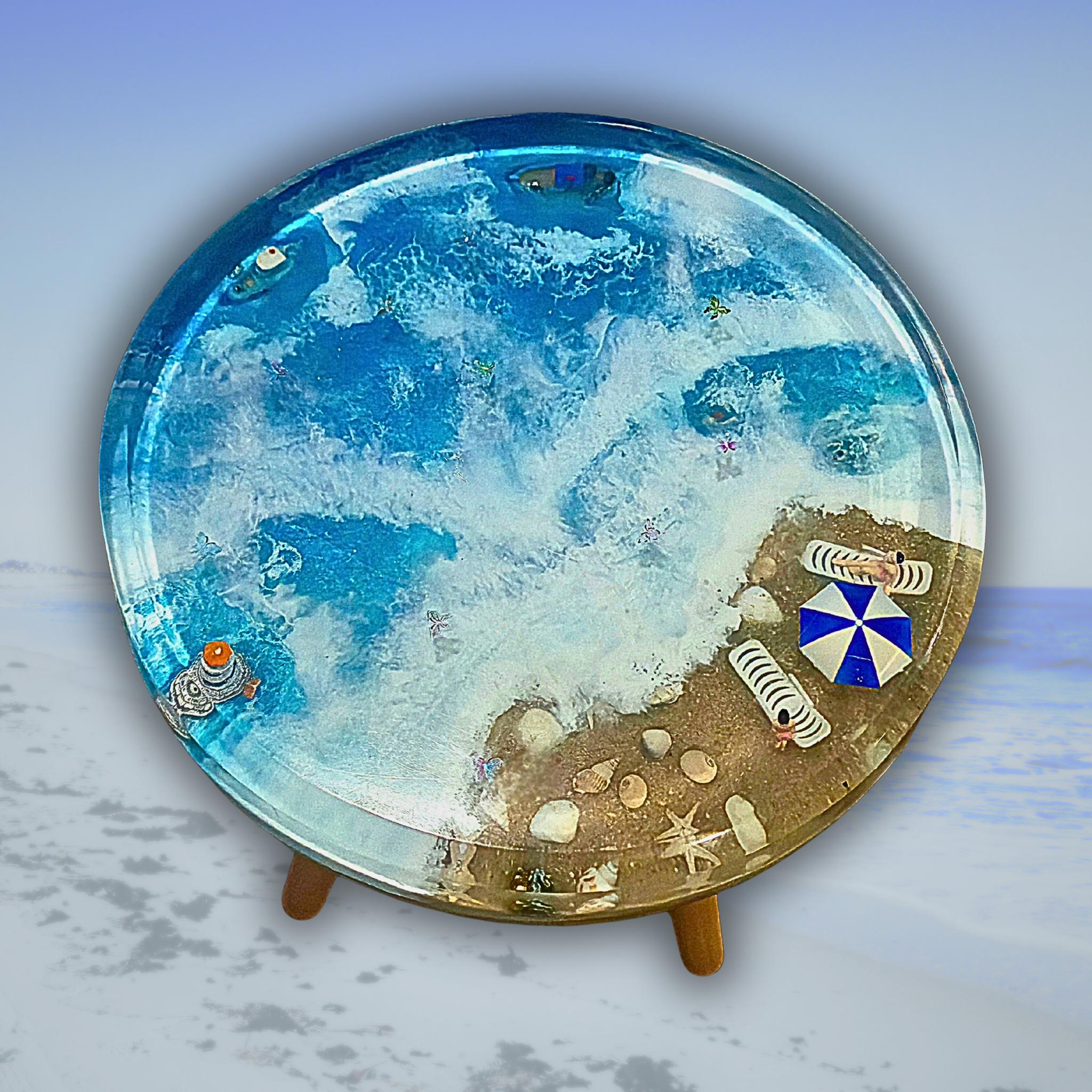 Beach-themed Resin End Table or Nightstand