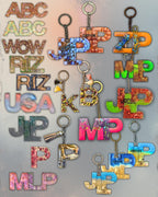 Handmade Personalized Resin Initial Keychain, Themed Letter(s), Shakers Available