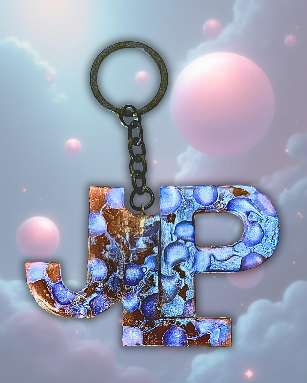 Handmade Personalized Resin Initial Keychain, Themed Letter(s), Shakers Available