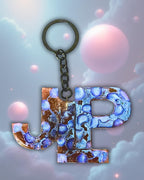 Handmade Personalized Resin Initial Keychain, Themed Letter(s), Shakers Available