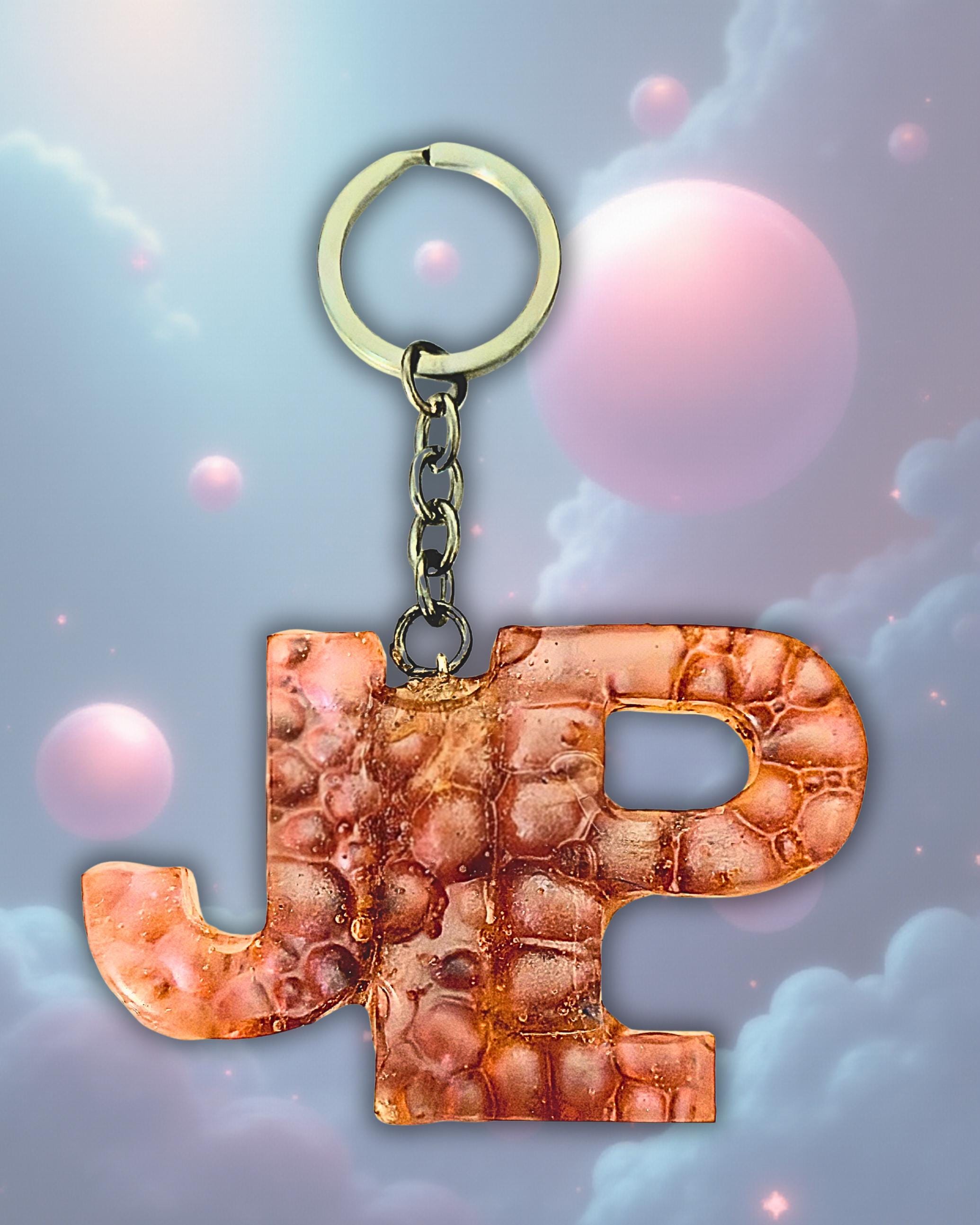Handmade Personalized Resin Initial Keychain, Themed Letter(s), Shakers Available