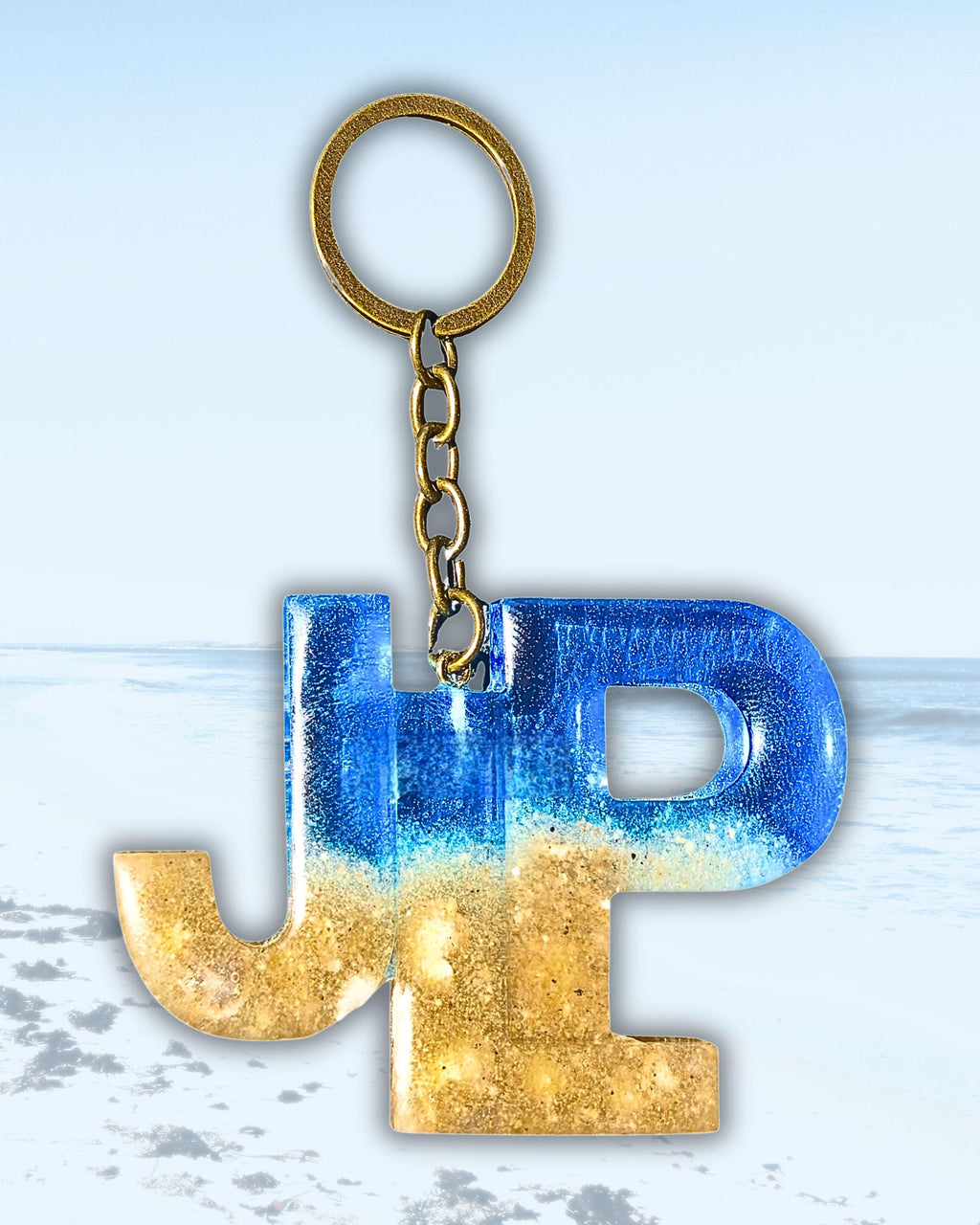 Handmade Personalized Resin Initial Keychain, Themed Letter(s), Shakers Available