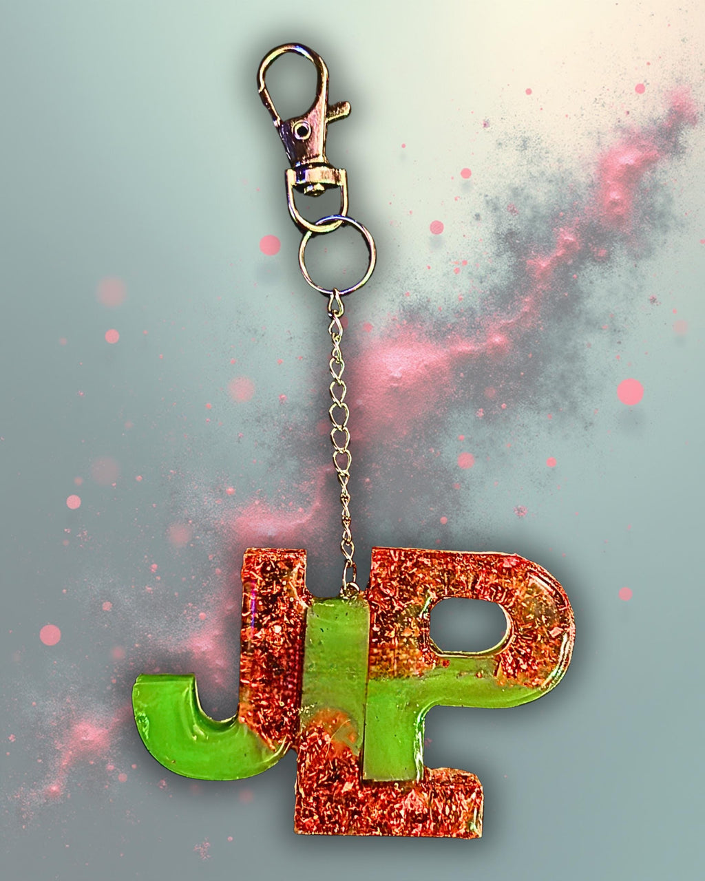Handmade Personalized Resin Initial Keychain, Themed Letter(s), Shakers Available