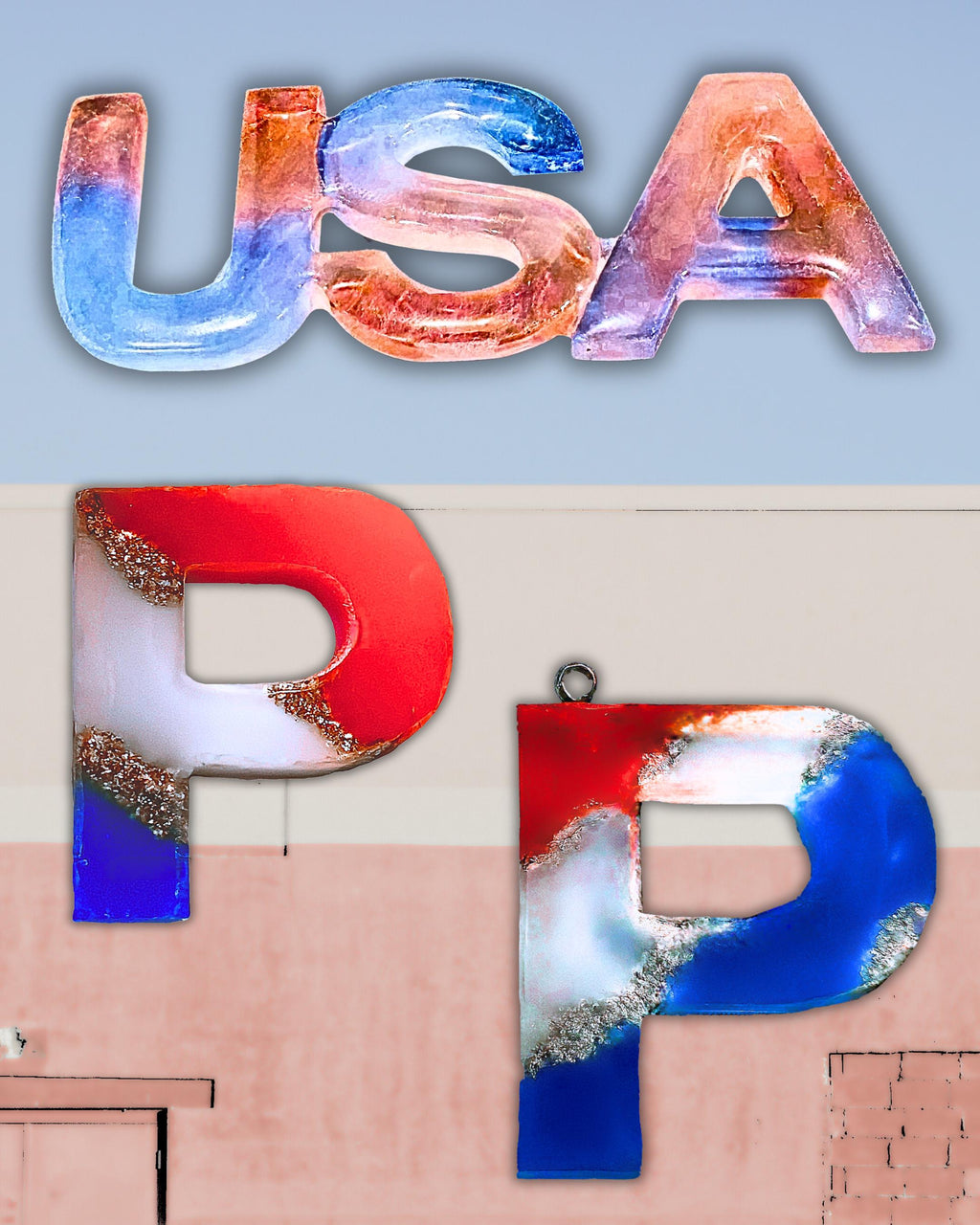 Handmade Personalized Resin Initial Keychain, Themed Letter(s), Shakers Available