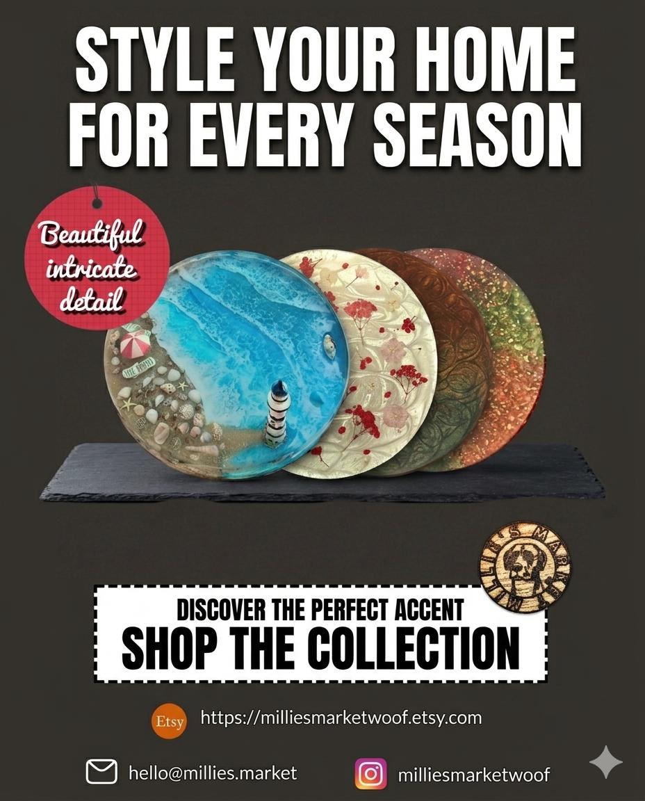 Resin Seasonal Tabletop Tray | Beach, Foliage & Holiday Themes