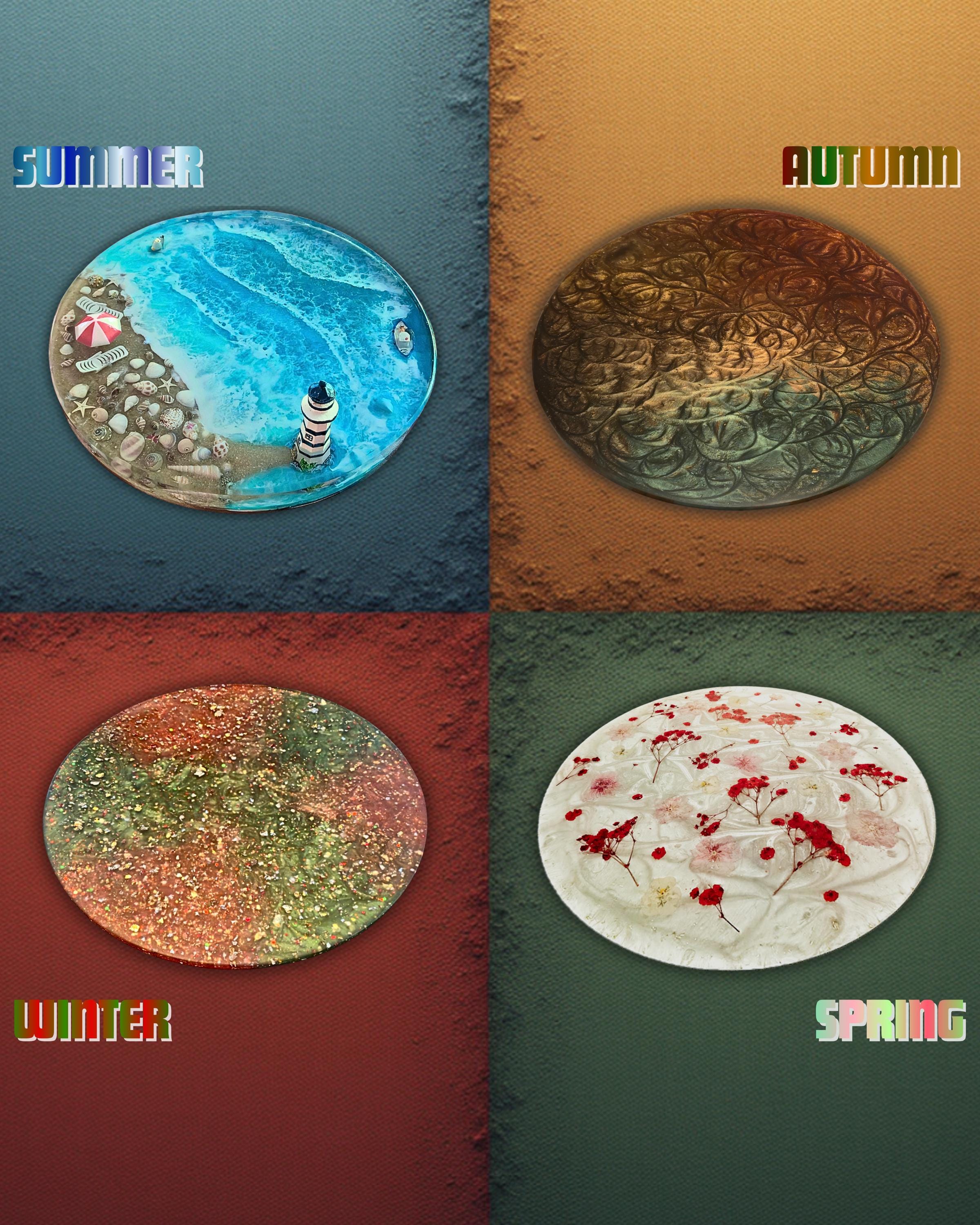 Resin Seasonal Tabletop Tray | Beach, Foliage & Holiday Themes