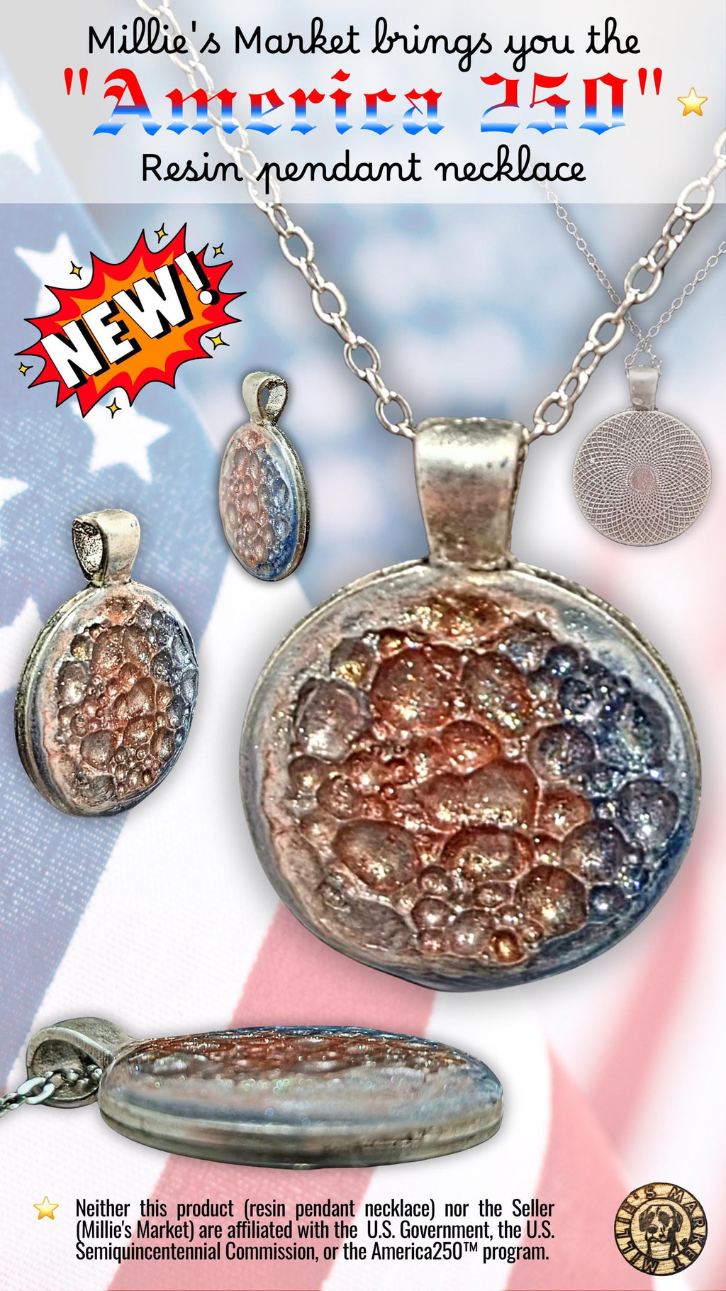 America 250 Pendant Necklace