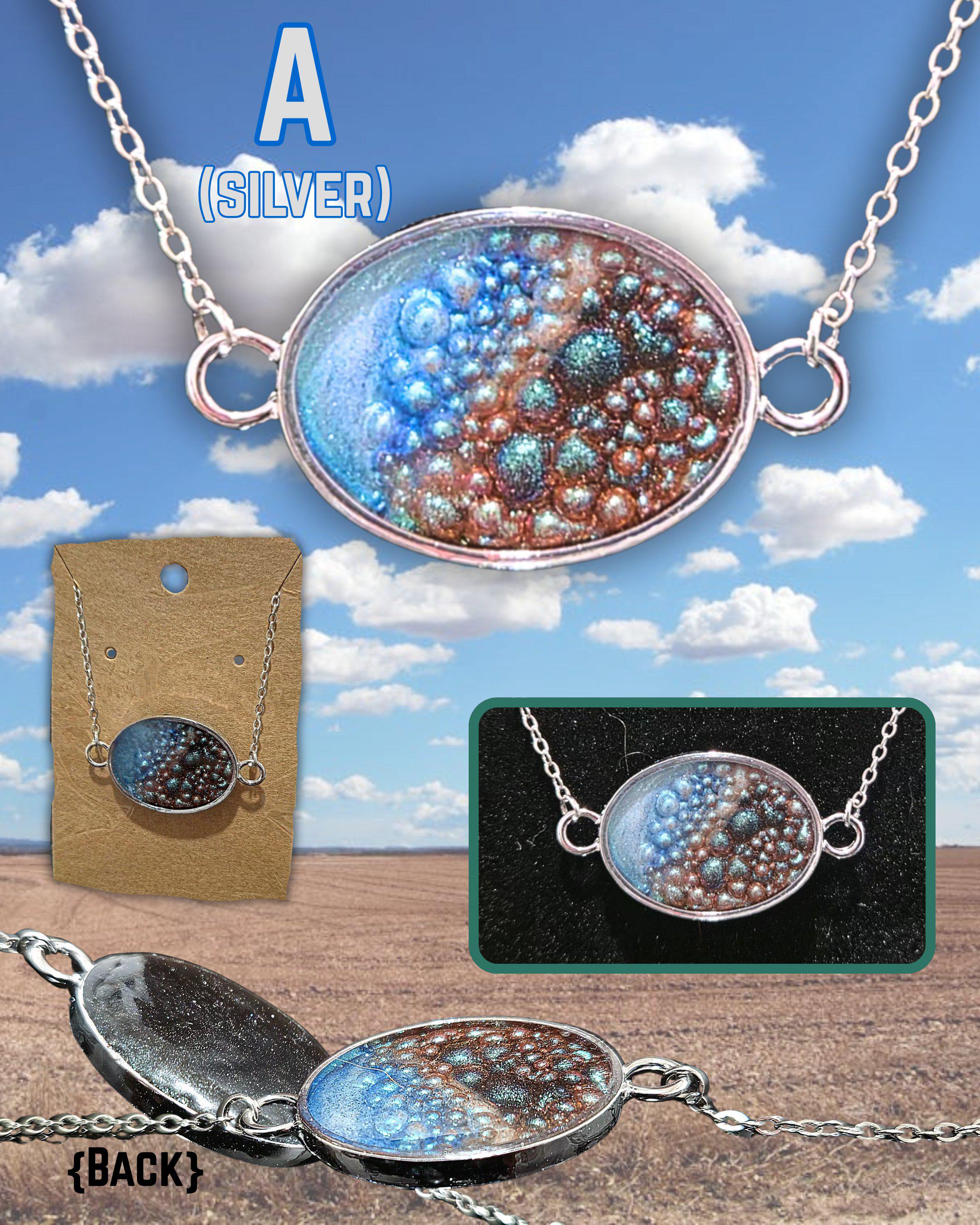 Earth & Sky" Handmade Resin Pendant Necklace | Iridescent Bubbles