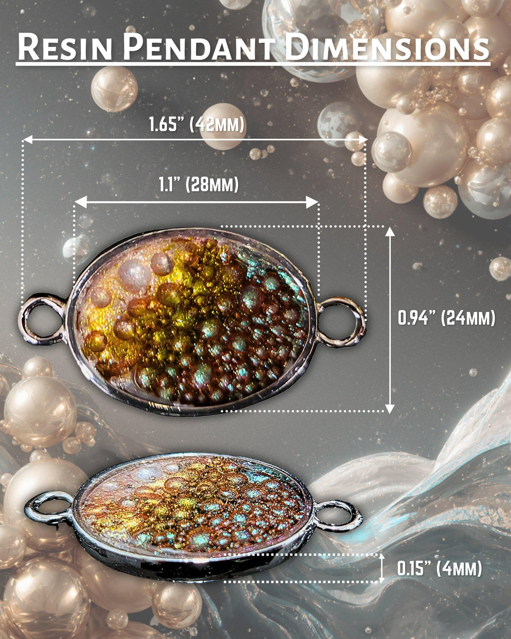 CAFE Handmade Resin Pendant Necklace | Iridescent Bubbles