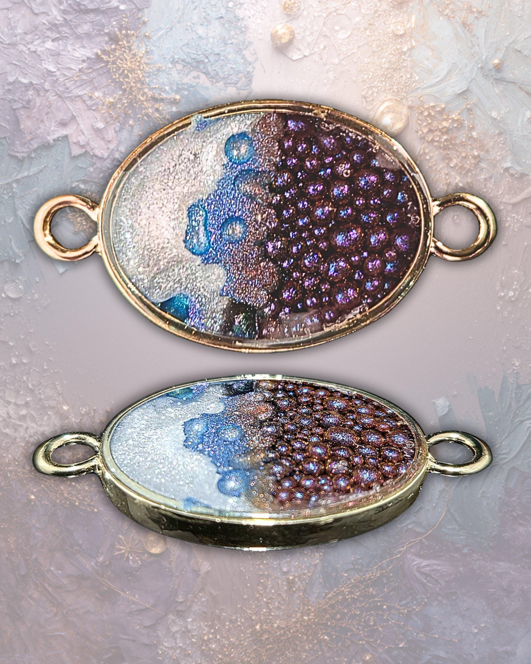 Eggplant" Handmade Resin Pendant Necklace | Iridescent Bubbles