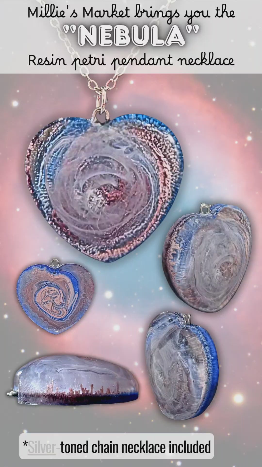 NEBULA Handmade Resin Petri Pendant Necklace