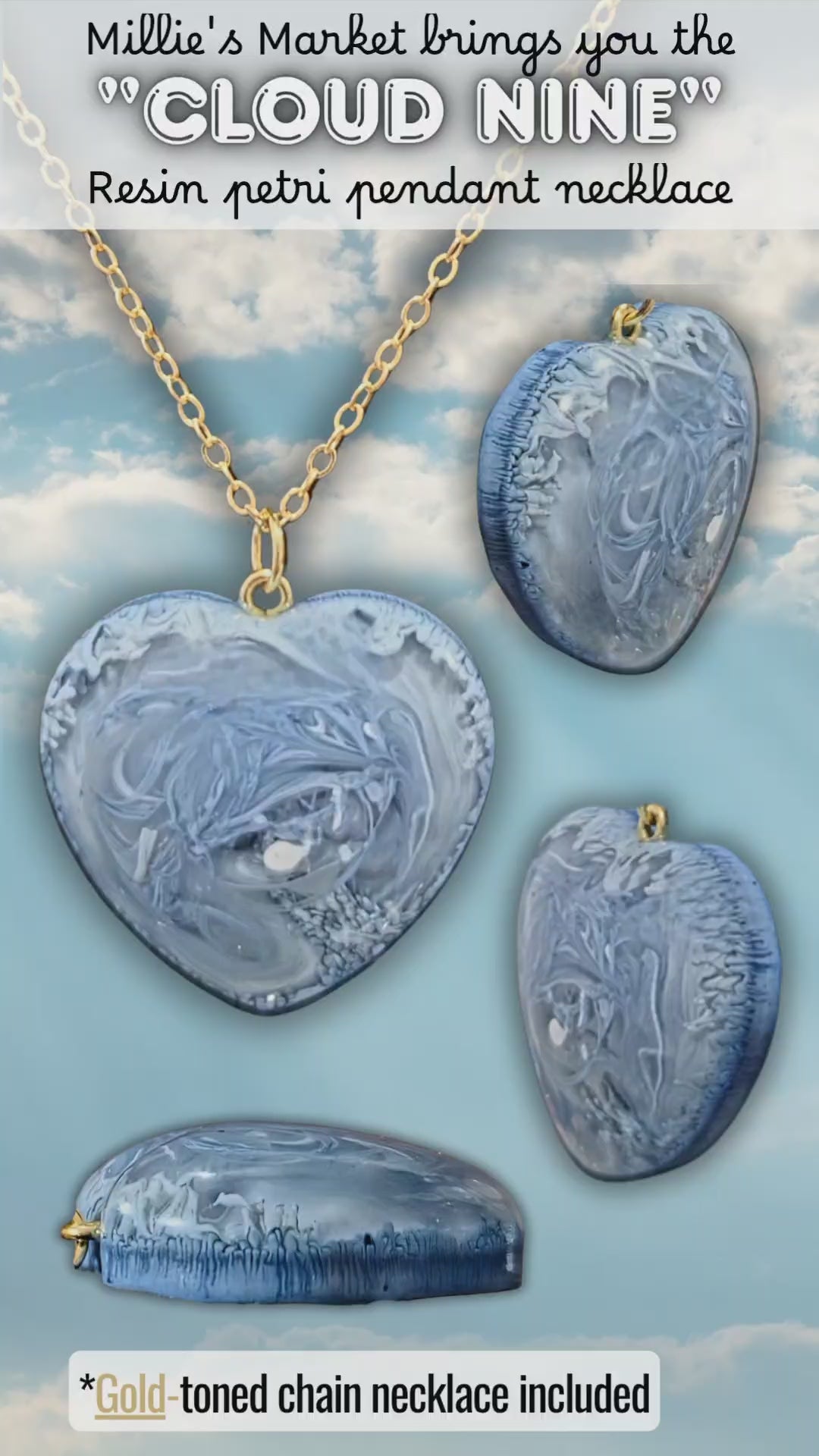 CLOUD NINE Handmade Resin Petri Pendant Necklace
