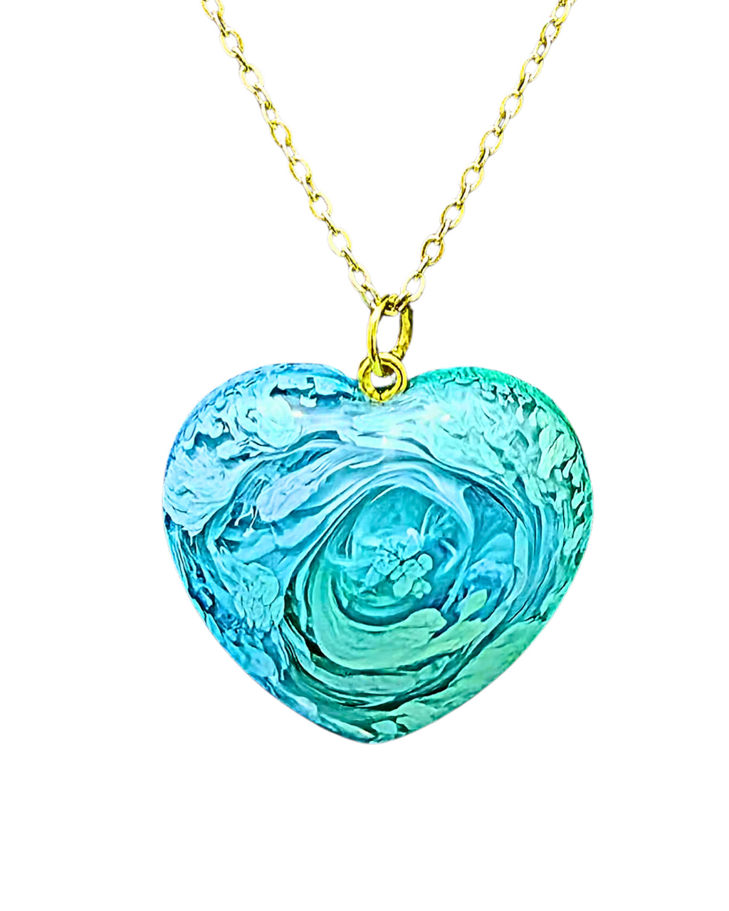 AQUAMARINE Handmade Resin Petri Pendant Necklace