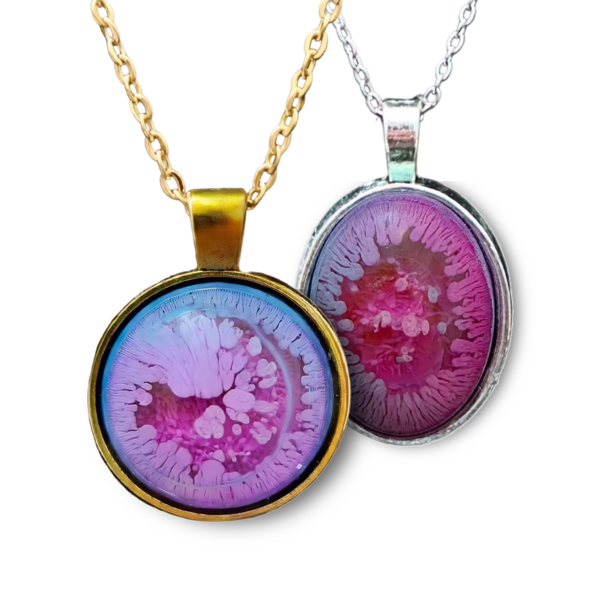 BLUE RASPBERRY Handmade Resin Petri Pendant Necklace