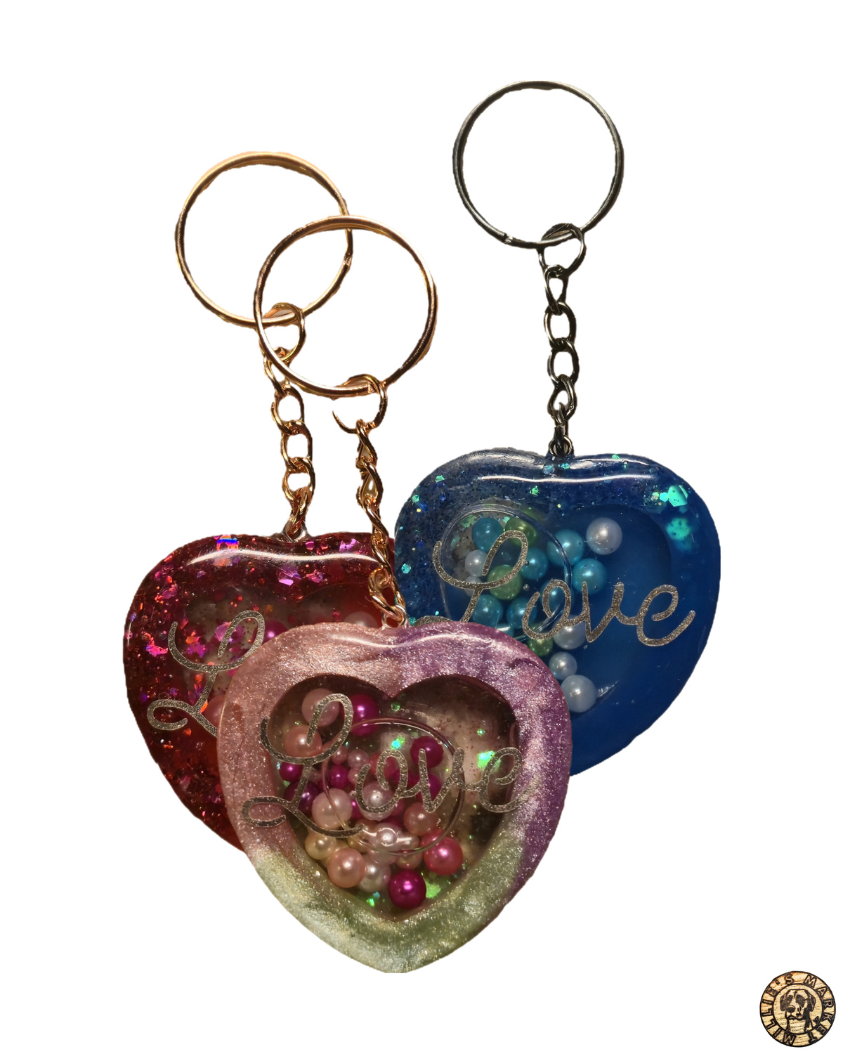 Resin Heart Shaker Keychain
