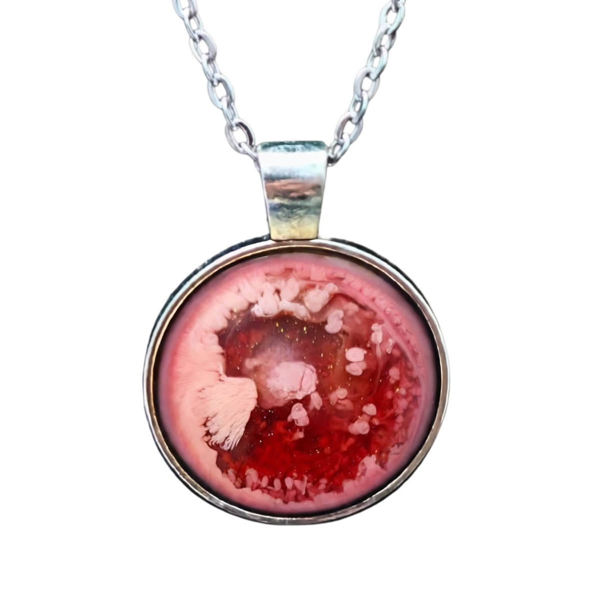 PINK NEBULA Handmade Resin Petri Pendant Necklace