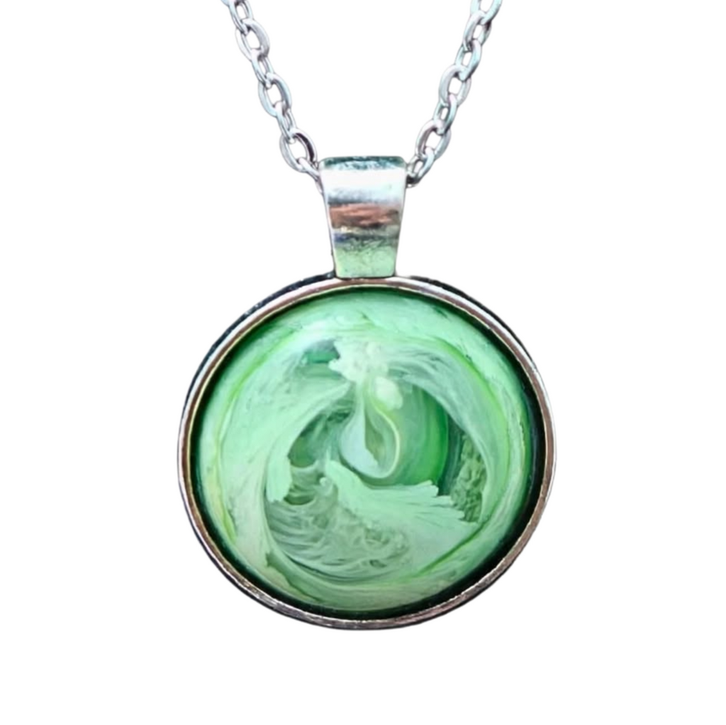 LIME SLUSH Handmade Resin Petri Pendant Necklace