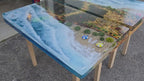 Enchanting Underwater World Resin River Table | Marine Life Diorama, Beach Scenery