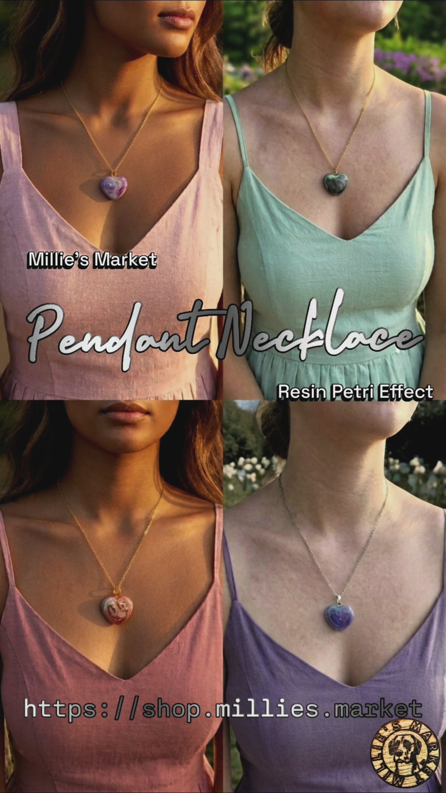 PURPLE RAIN Handmade Resin Petri Pendant Necklace