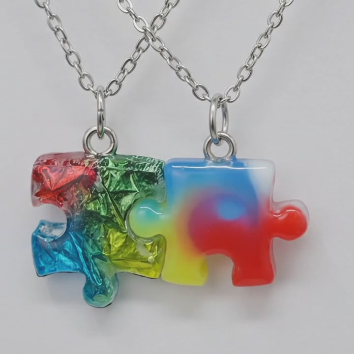 AUTISM AWARENESS Handmade Resin Petri Pendant Necklace