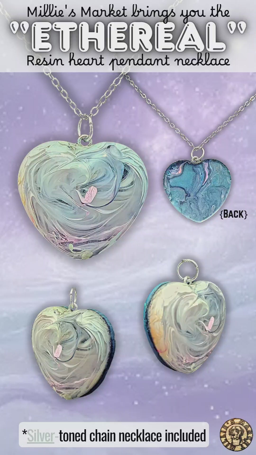 ETHEREAL Handmade Resin Heart Pendant Necklace