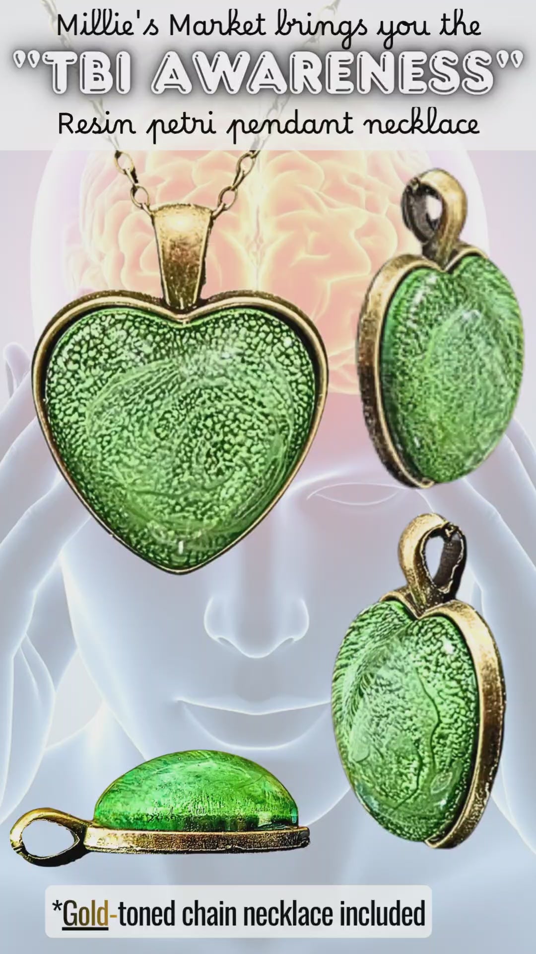 TBI AWARENESS Handmade Resin Pendant Necklace