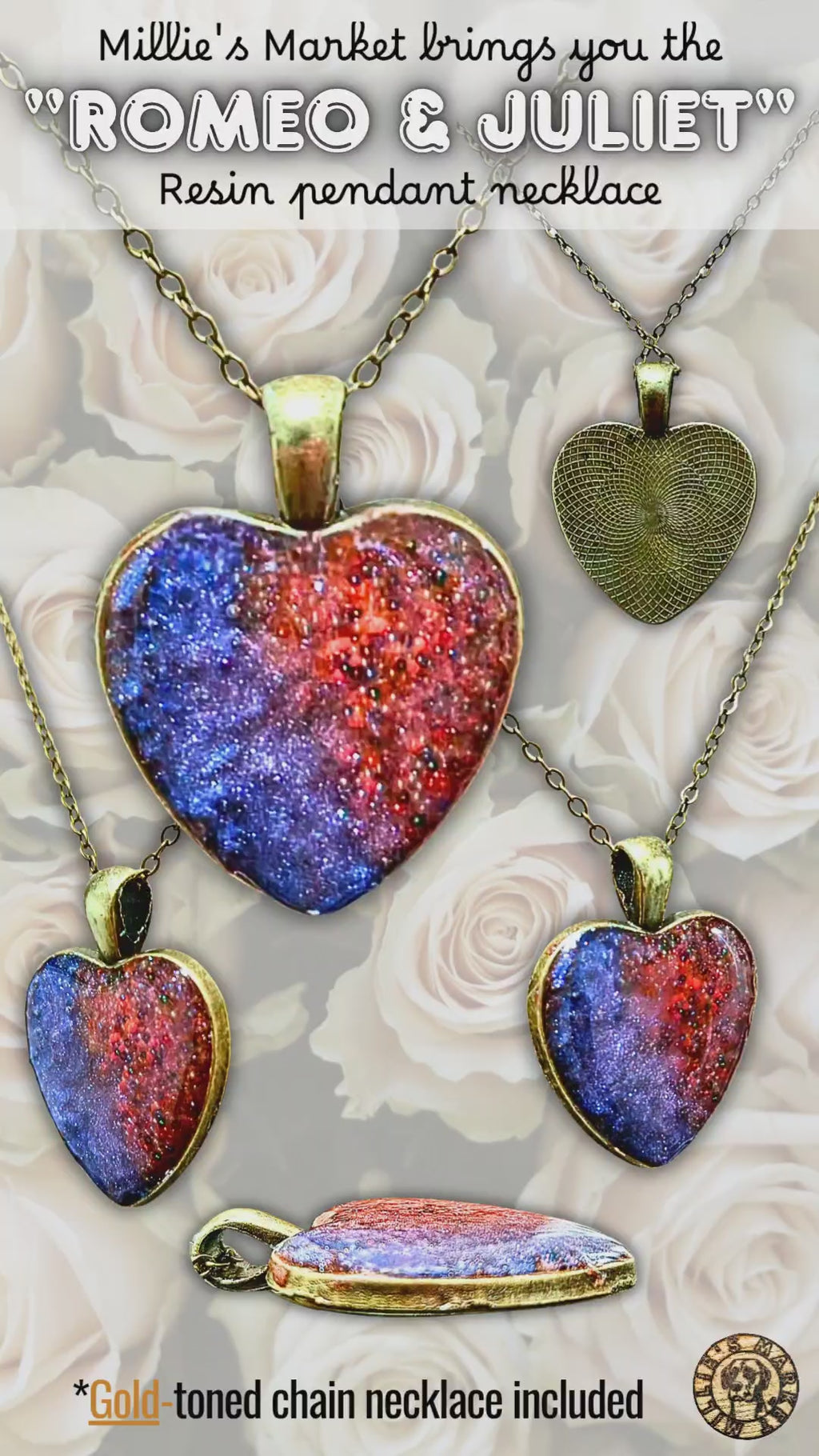 ROMEO & JULIET Handmade Resin Pendant Necklace