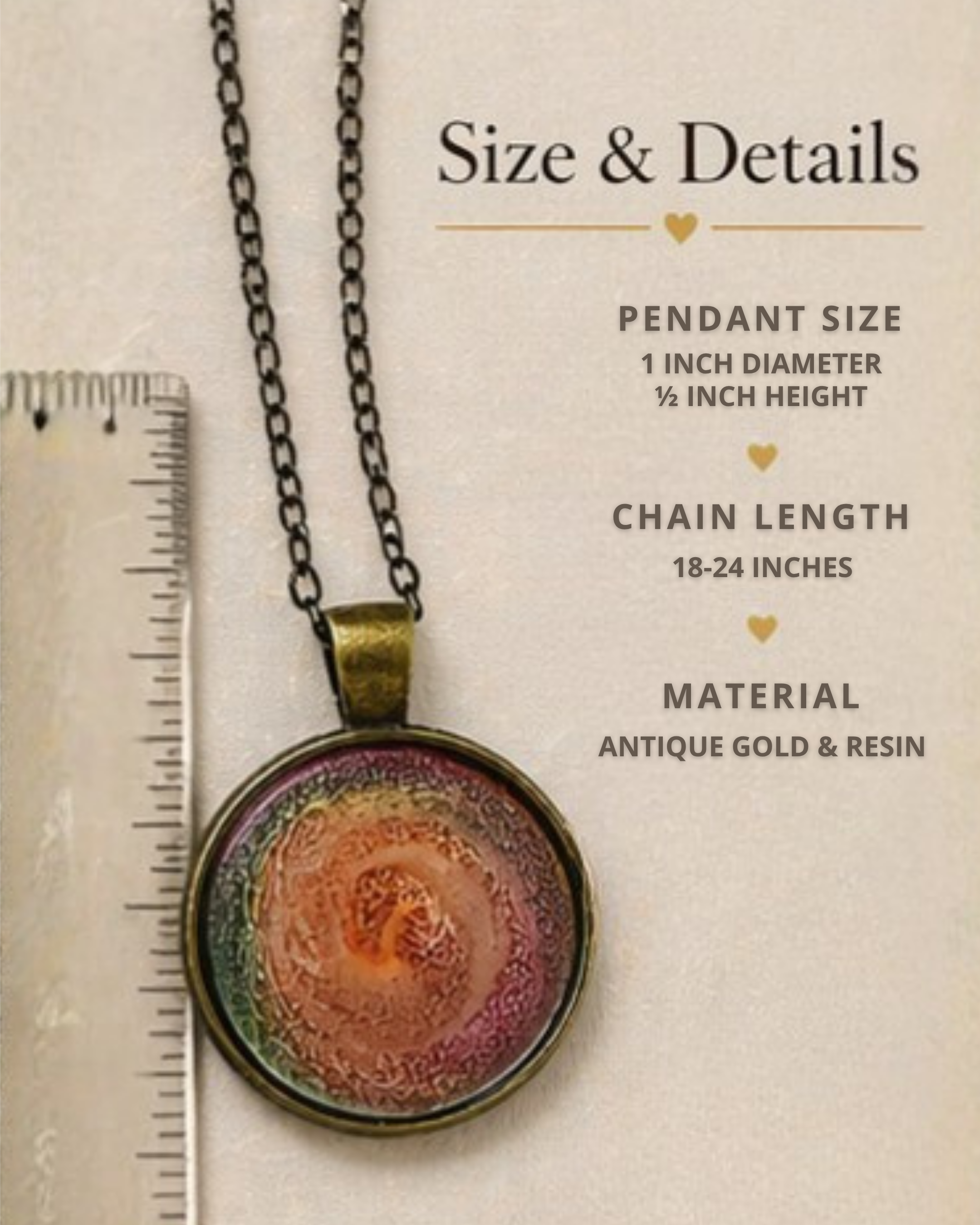 SORBET Handmade Resin Pendant Necklace | Round Petri Jewelry