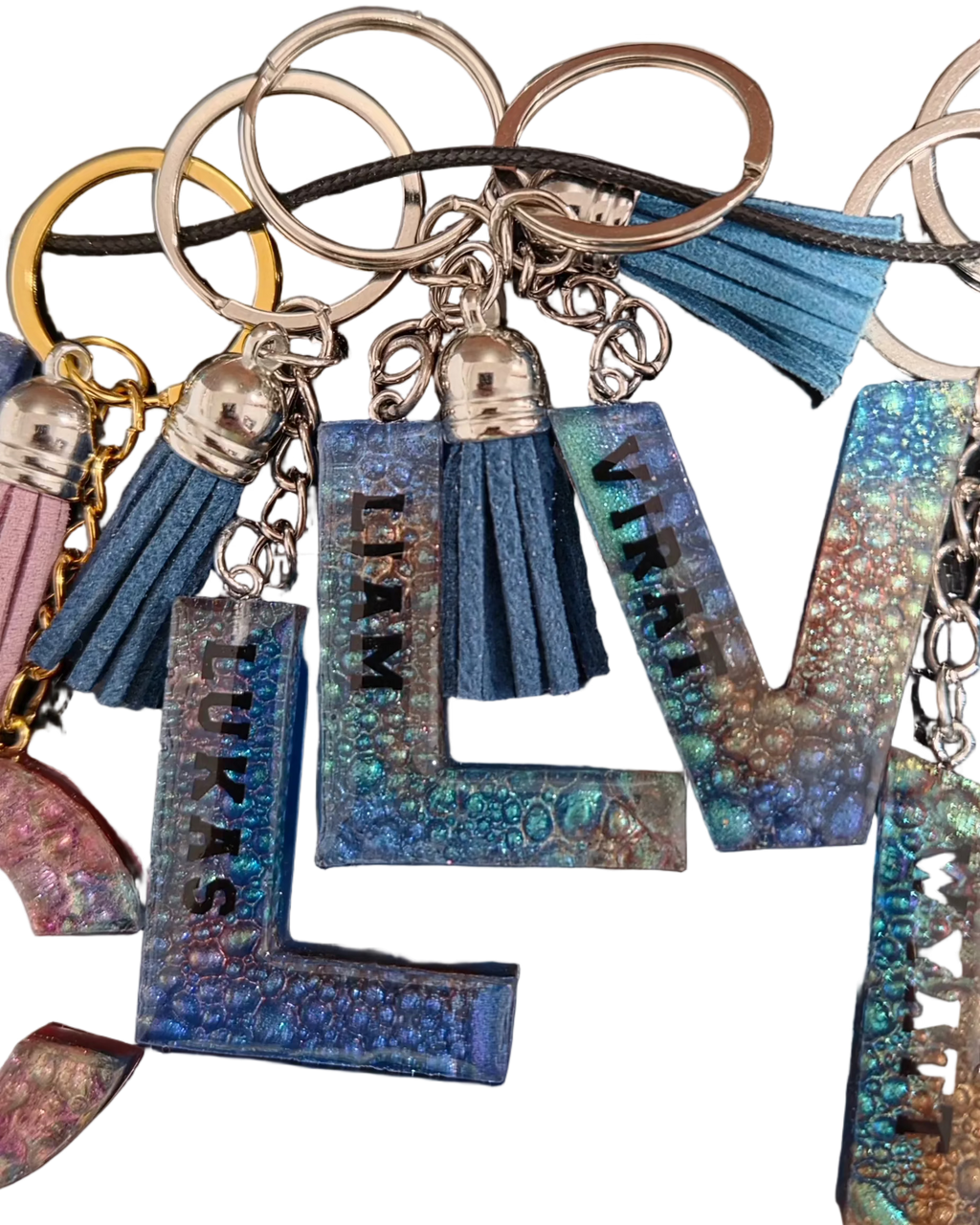 Handmade Personalized Resin Initial Keychain