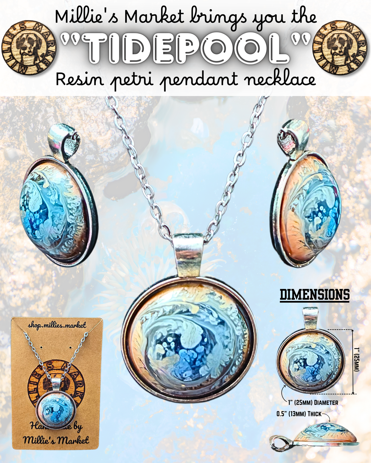 TIDEPOOL Handmade Resin Petri Pendant Necklace