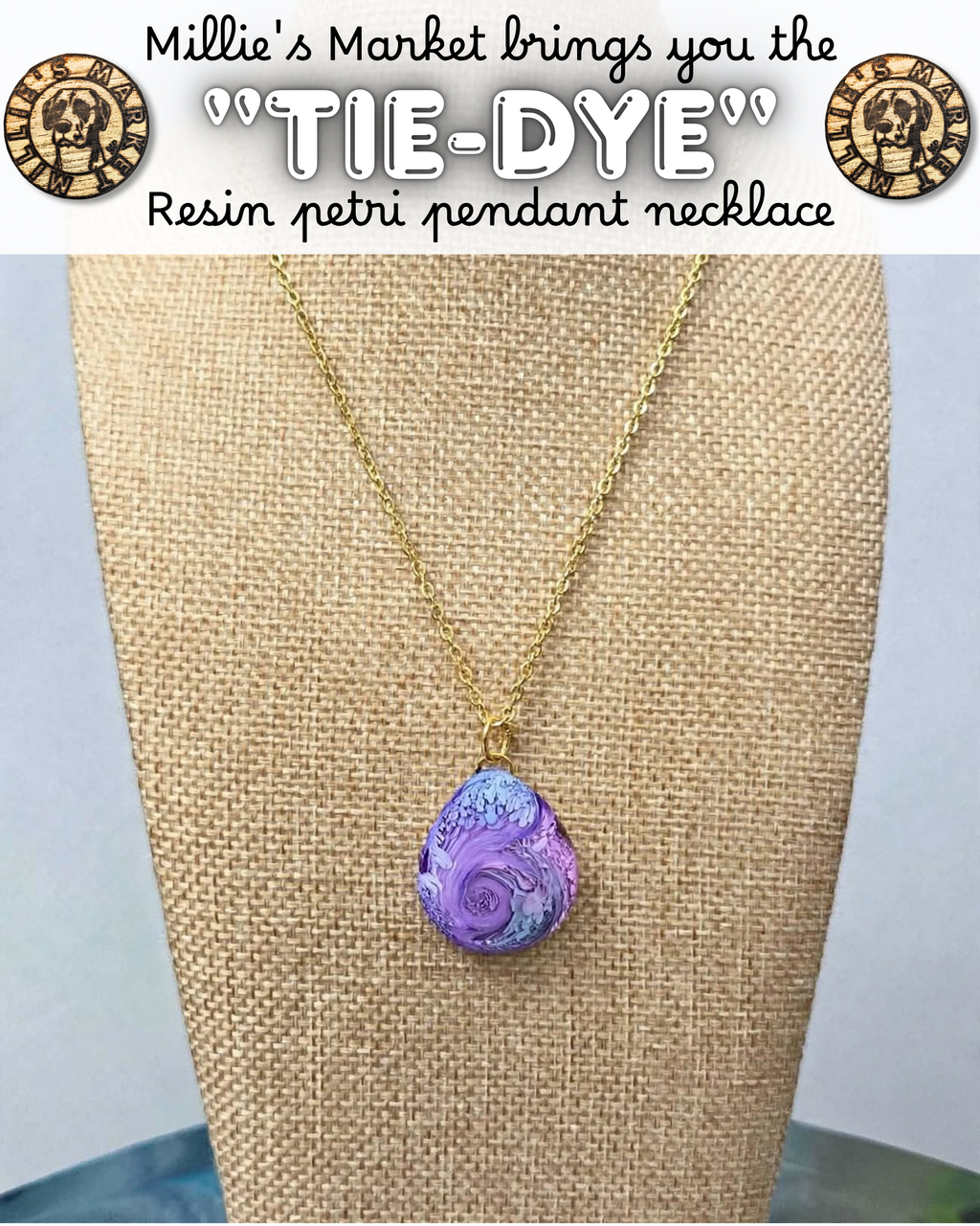TIE-DYE Handmade Resin Petri Pendant Necklace