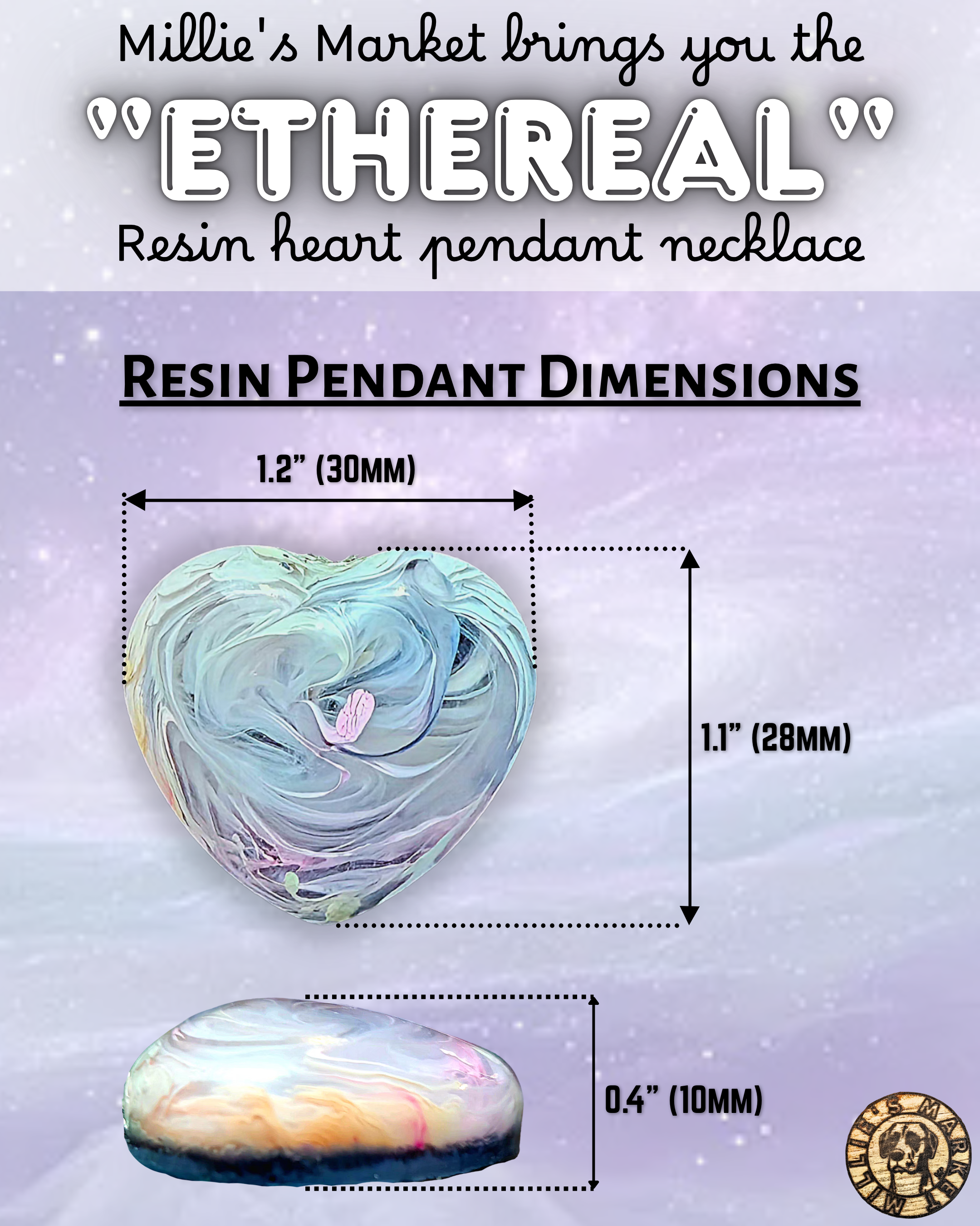 ETHEREAL Handmade Resin Heart Pendant Necklace