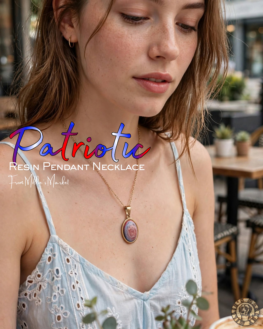 PATRIOTIC Handmade Resin Petri Pendant Necklace