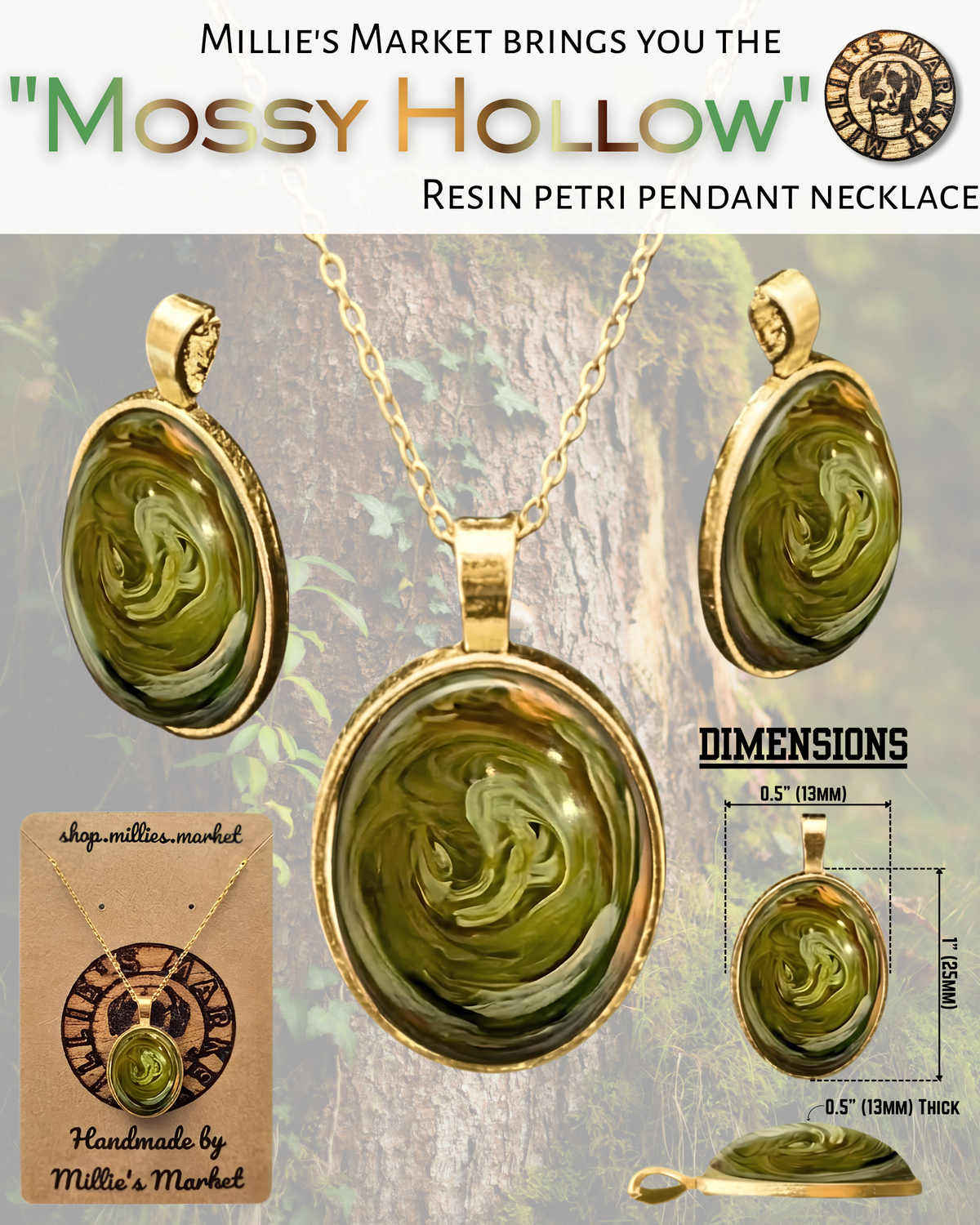 HEDGEROW HEARTH Handmade Resin Petri Pendant Necklace Collection