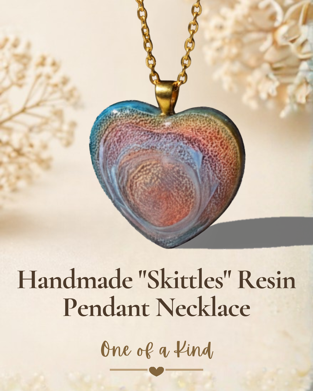 SKITTLES Handmade Resin Pendant Necklace | Heart Petri Jewelry