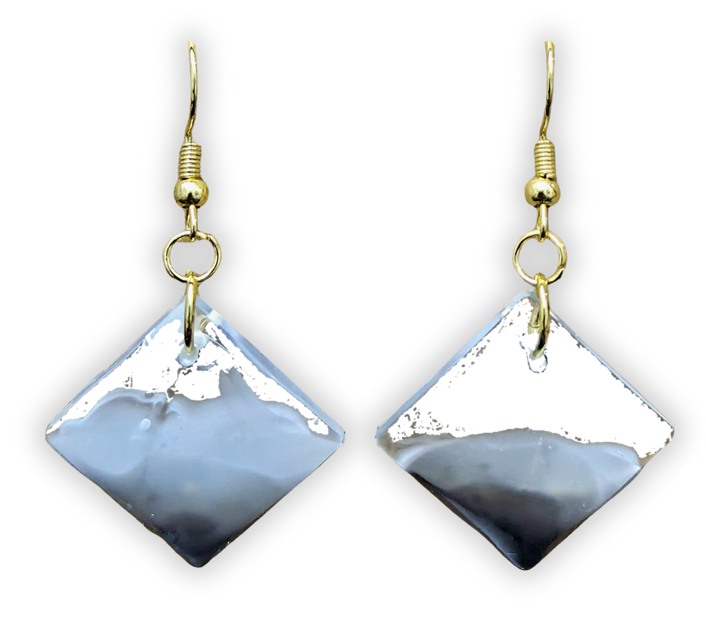 TIDAL WAVE Handmade Diamond-Shaped Coastal Drop Resin Earrings