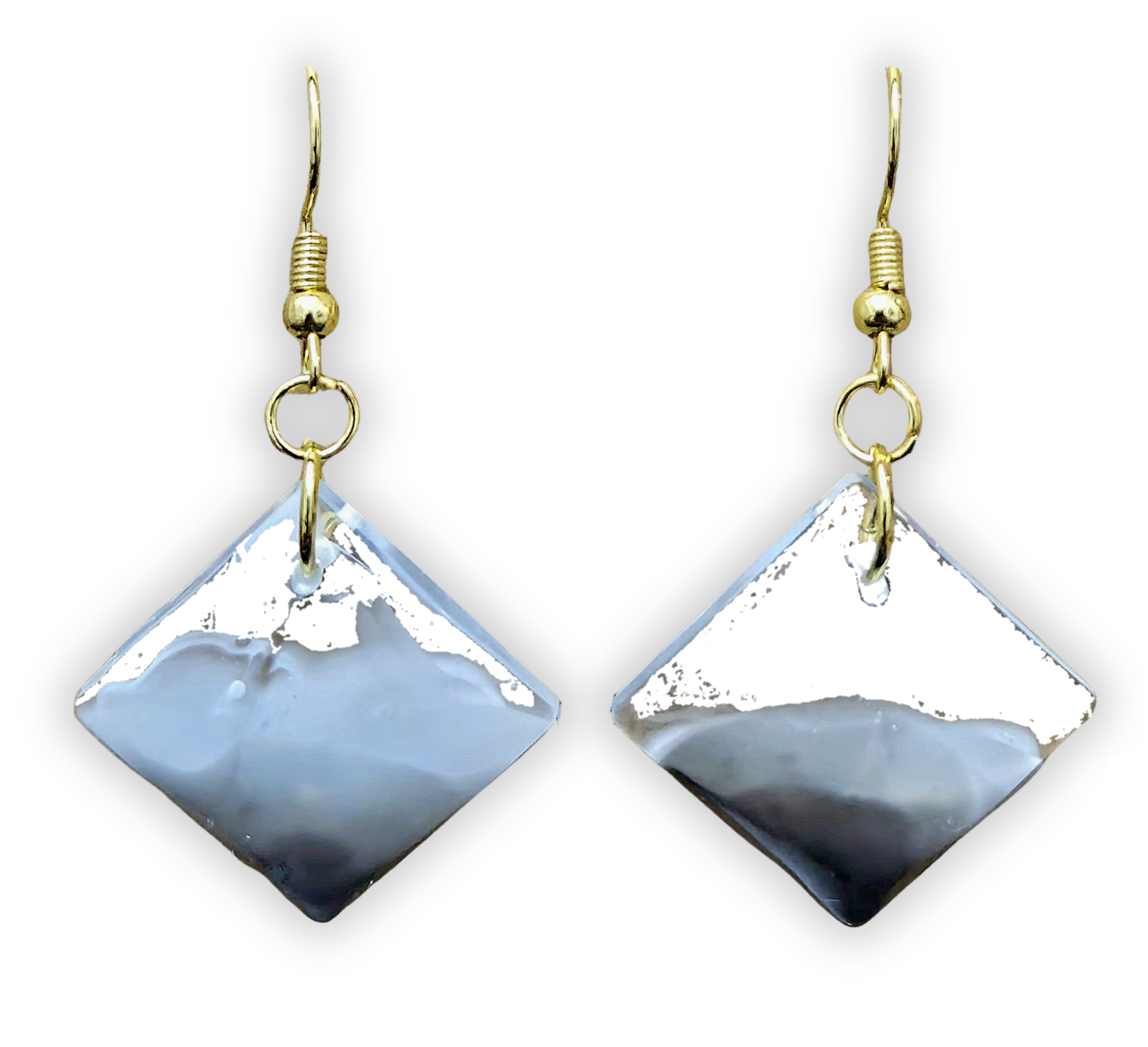 TIDAL WAVE Handmade Diamond-Shaped Coastal Drop Resin Earrings