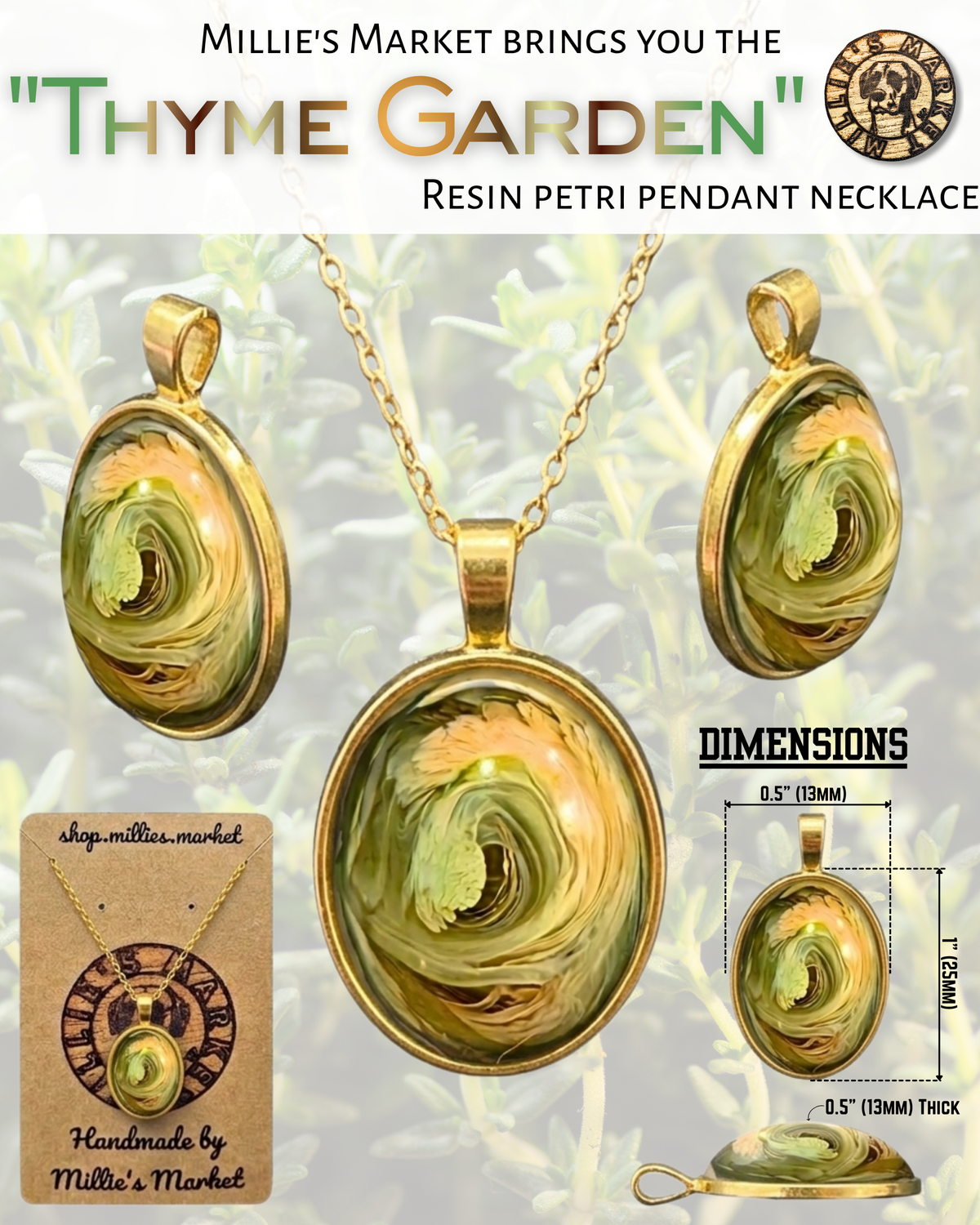 HEDGEROW HEARTH Handmade Resin Petri Pendant Necklace Collection