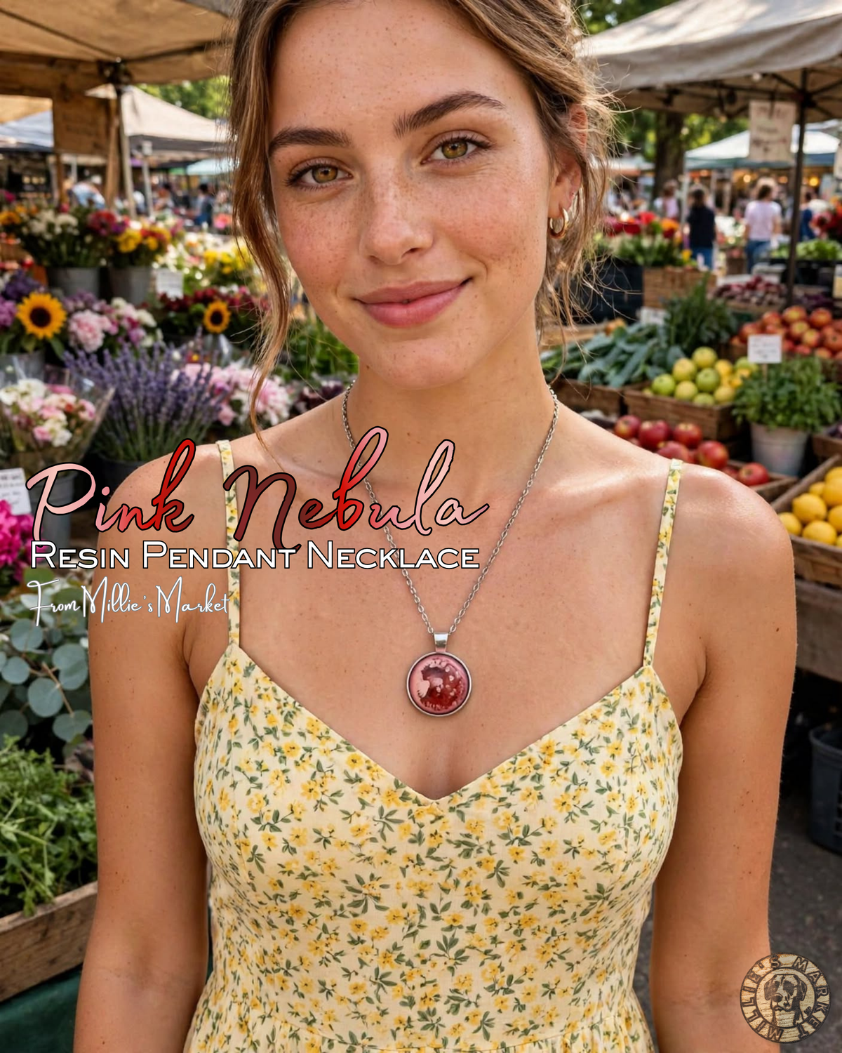 PINK NEBULA Handmade Resin Petri Pendant Necklace