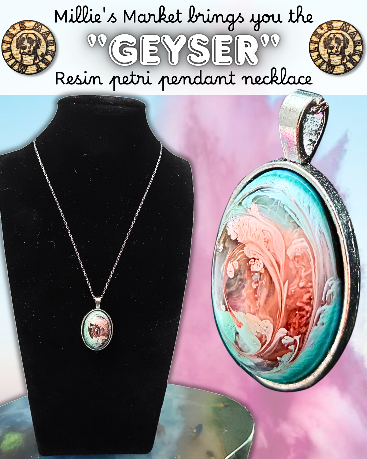 GEYSER Handmade Resin Petri Pendant Necklace