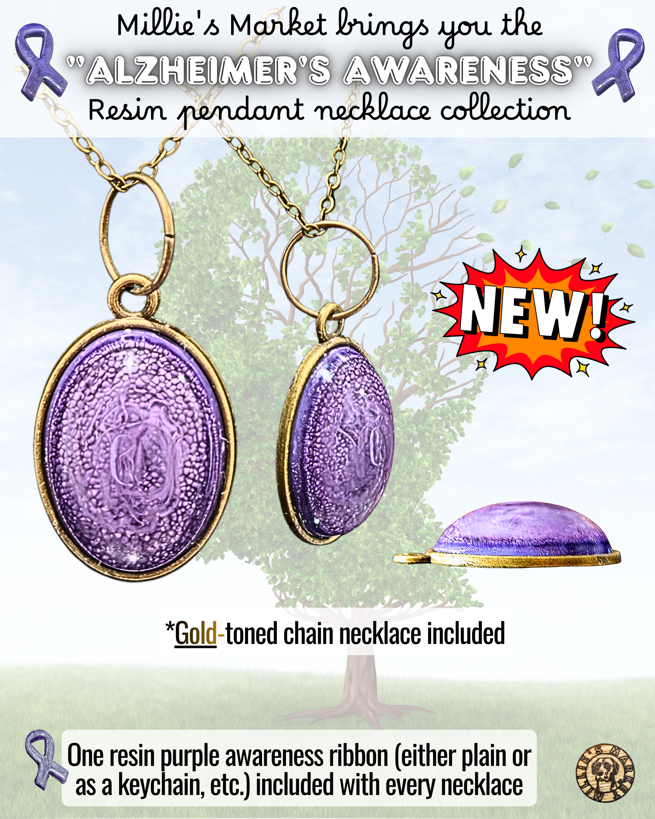 ALZHEIMER'S AWARENESS Handmade Resin Petri Pendant Collection